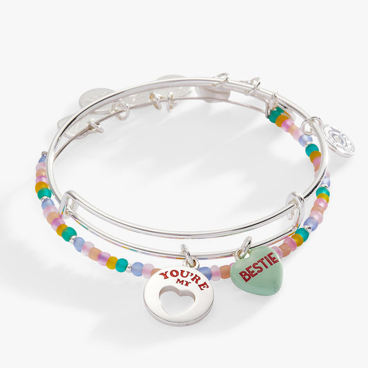 Sweet Hearts EWB- beaded 2 set bestie Silver