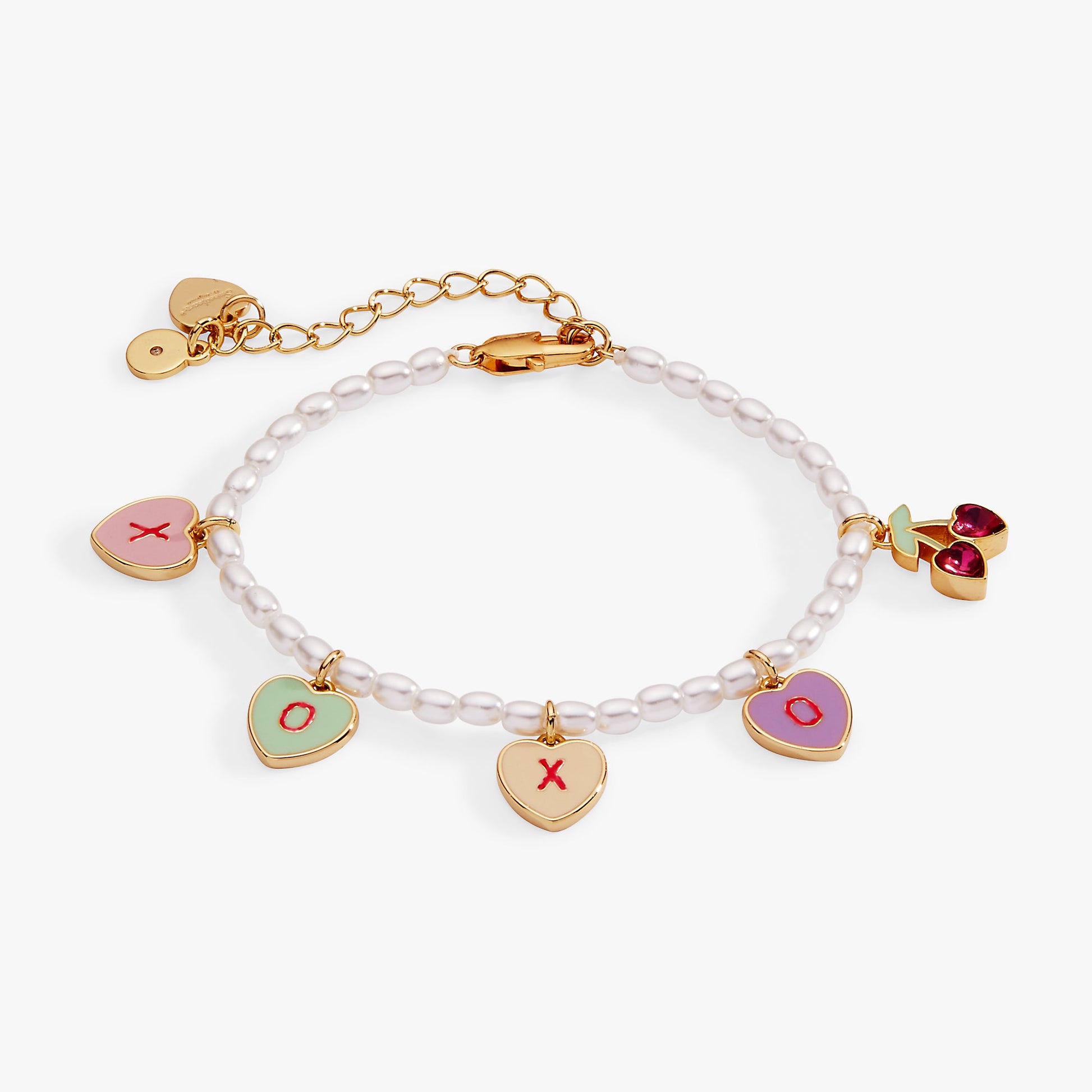 Sweethearts® Pearl ‘XOXO’ Charm Bracelet Gold