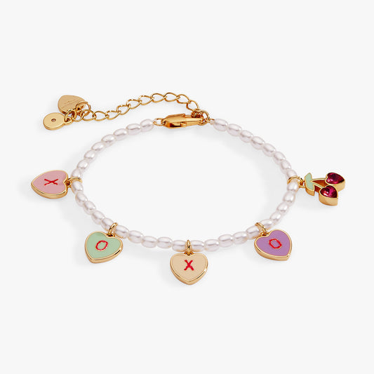 Sweethearts® Pearl ‘XOXO’ Charm Bracelet Gold