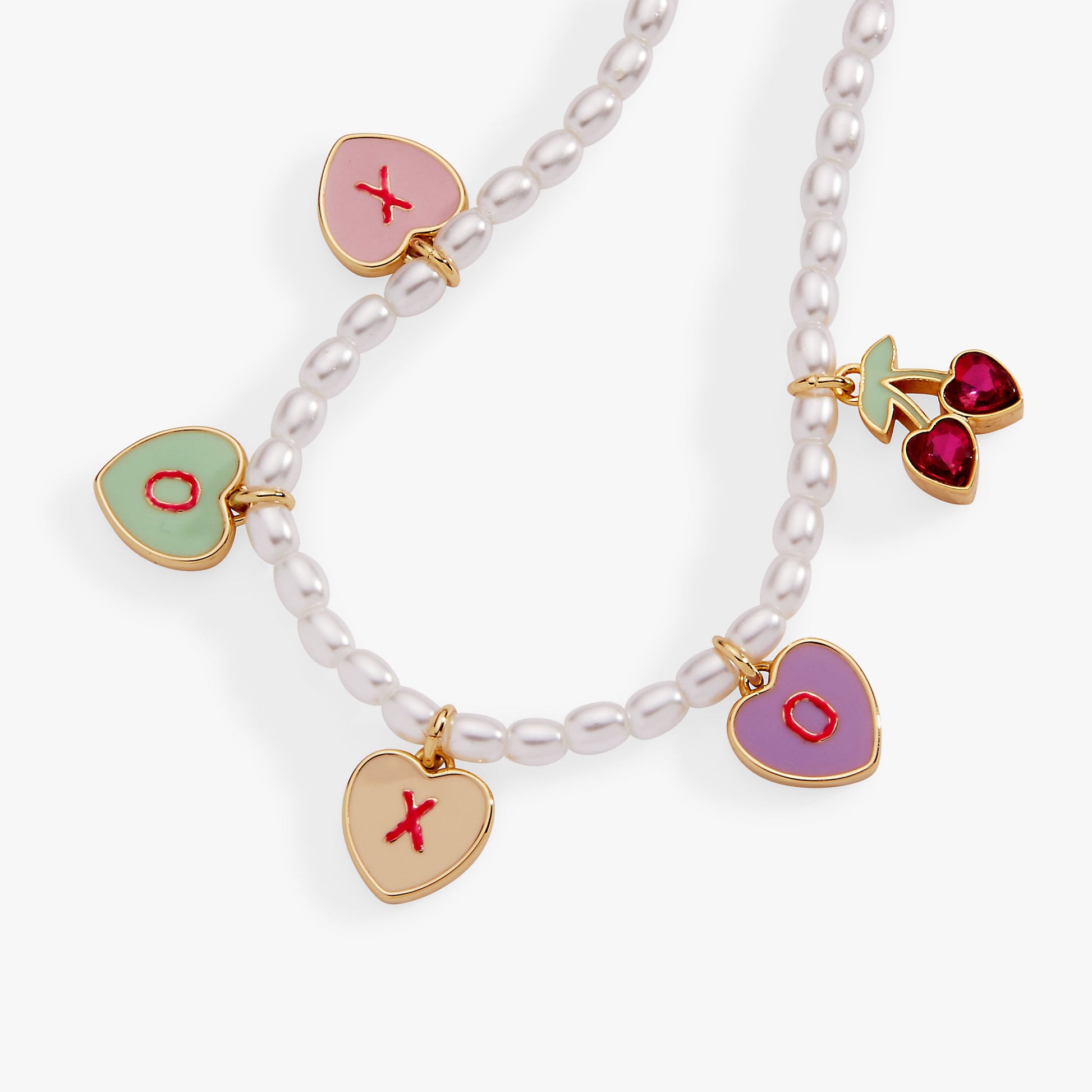 Sweethearts® Pearl ‘XOXO’ Charm Bracelet Gold
