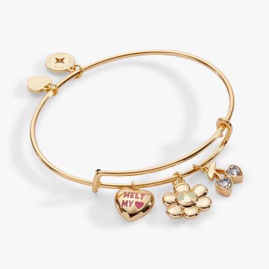 Sweethearts® Mixed Multi Charm Bangle Gold