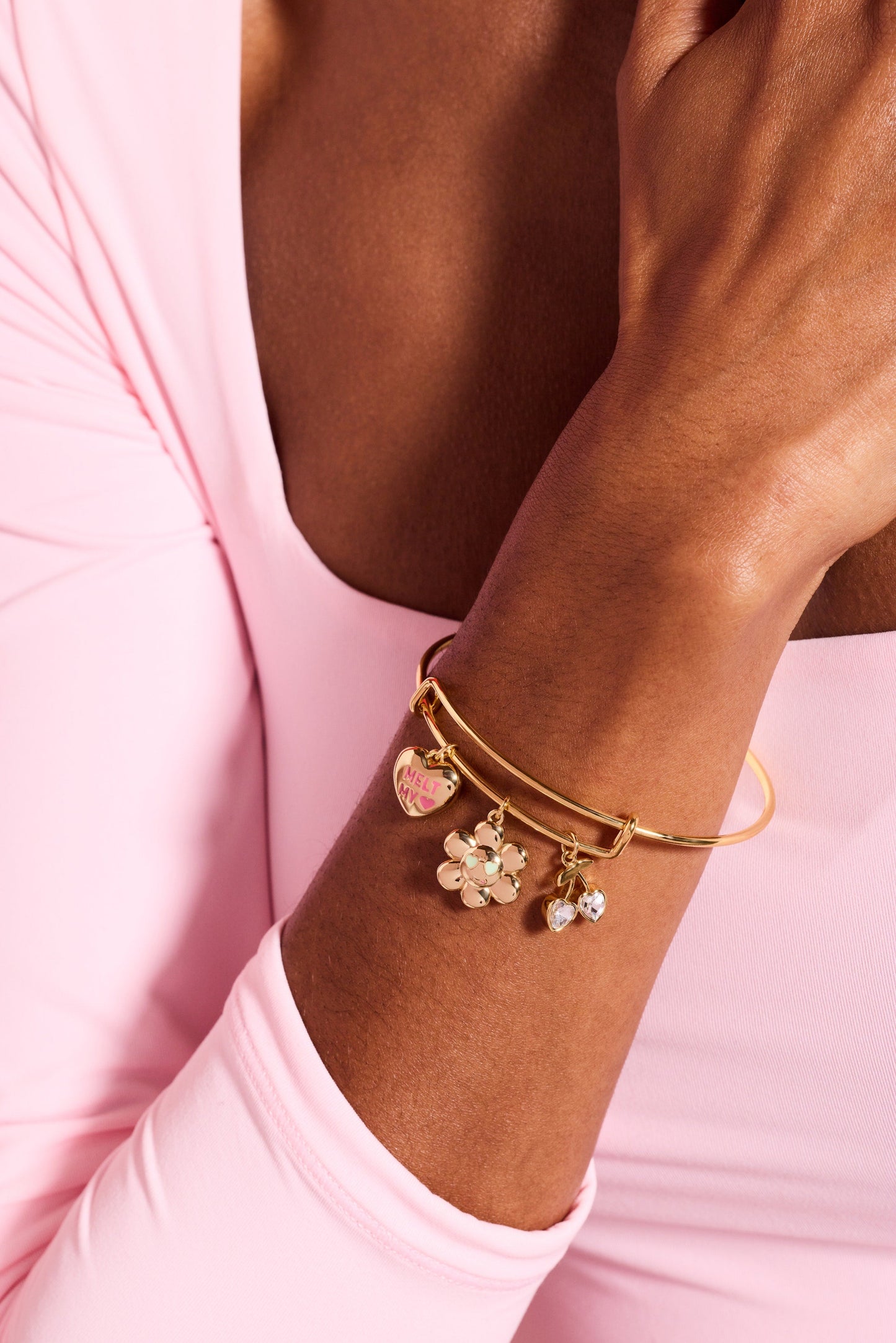 Sweethearts® Mixed Multi Charm Bangle Gold