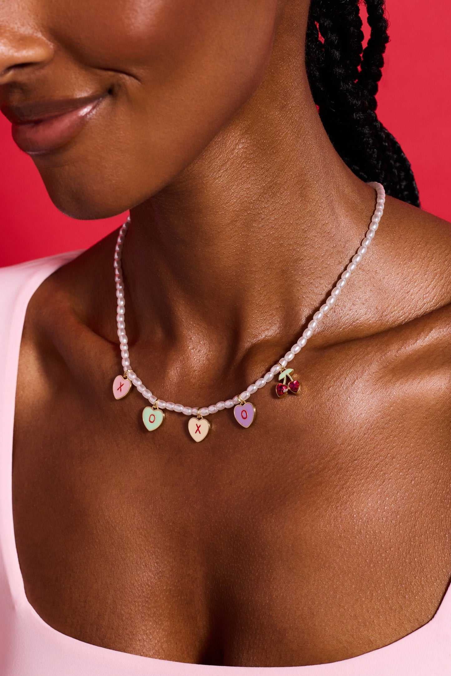 Sweethearts® Pearl ‘XOXO’ Charm Necklace Gold