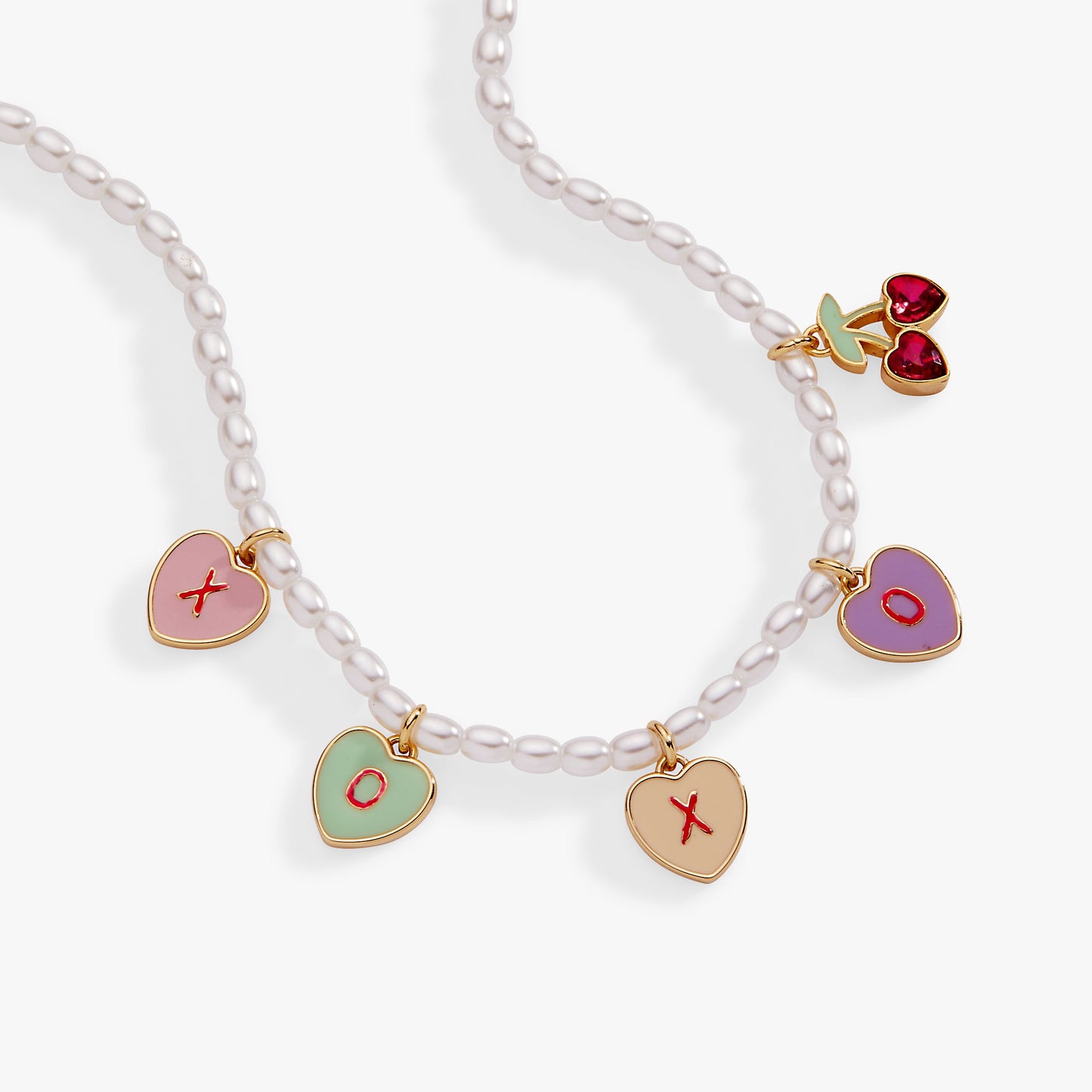 Sweethearts® Pearl ‘XOXO’ Charm Necklace Gold