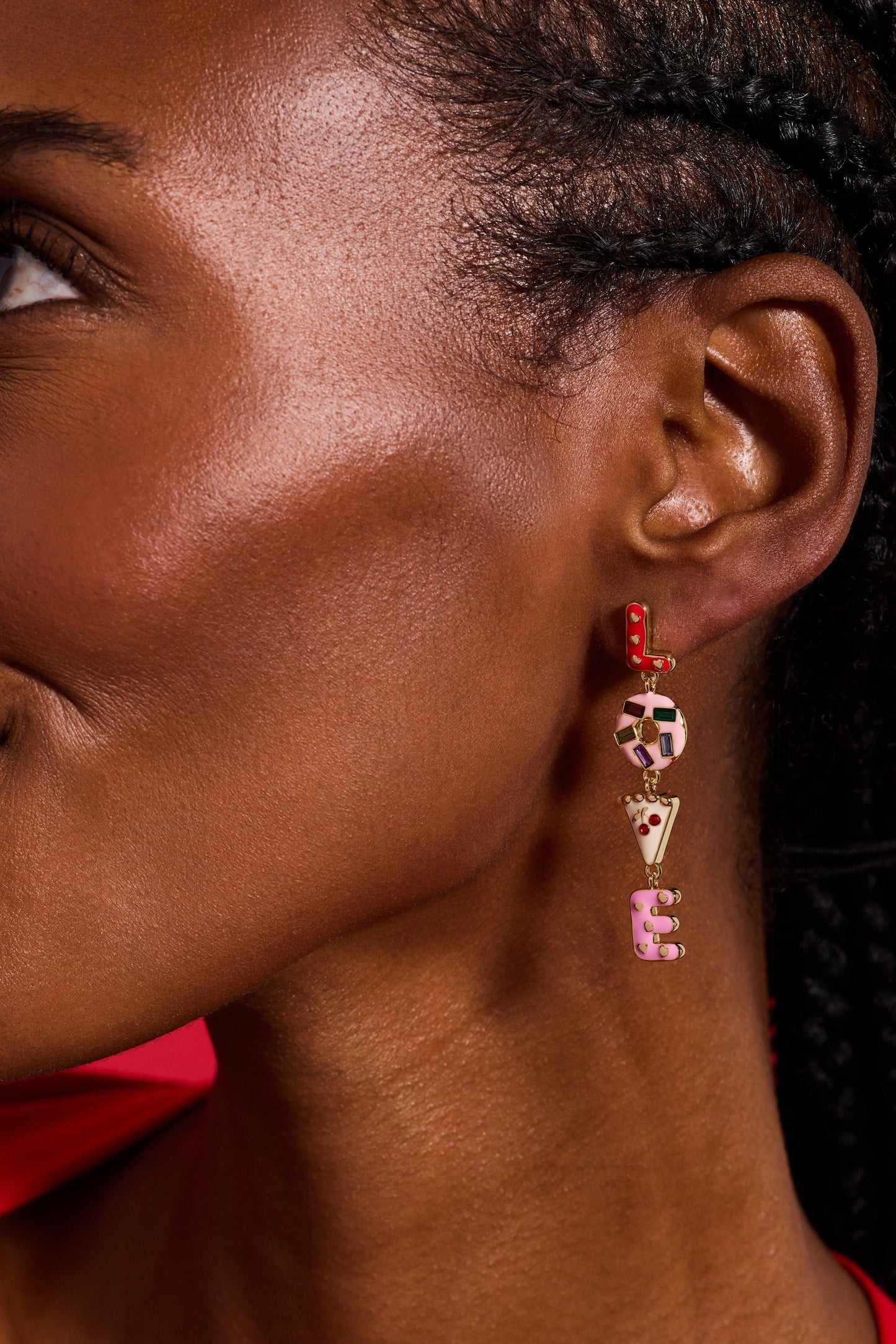 Sweet Shop LOVE Linear Earrings Gold