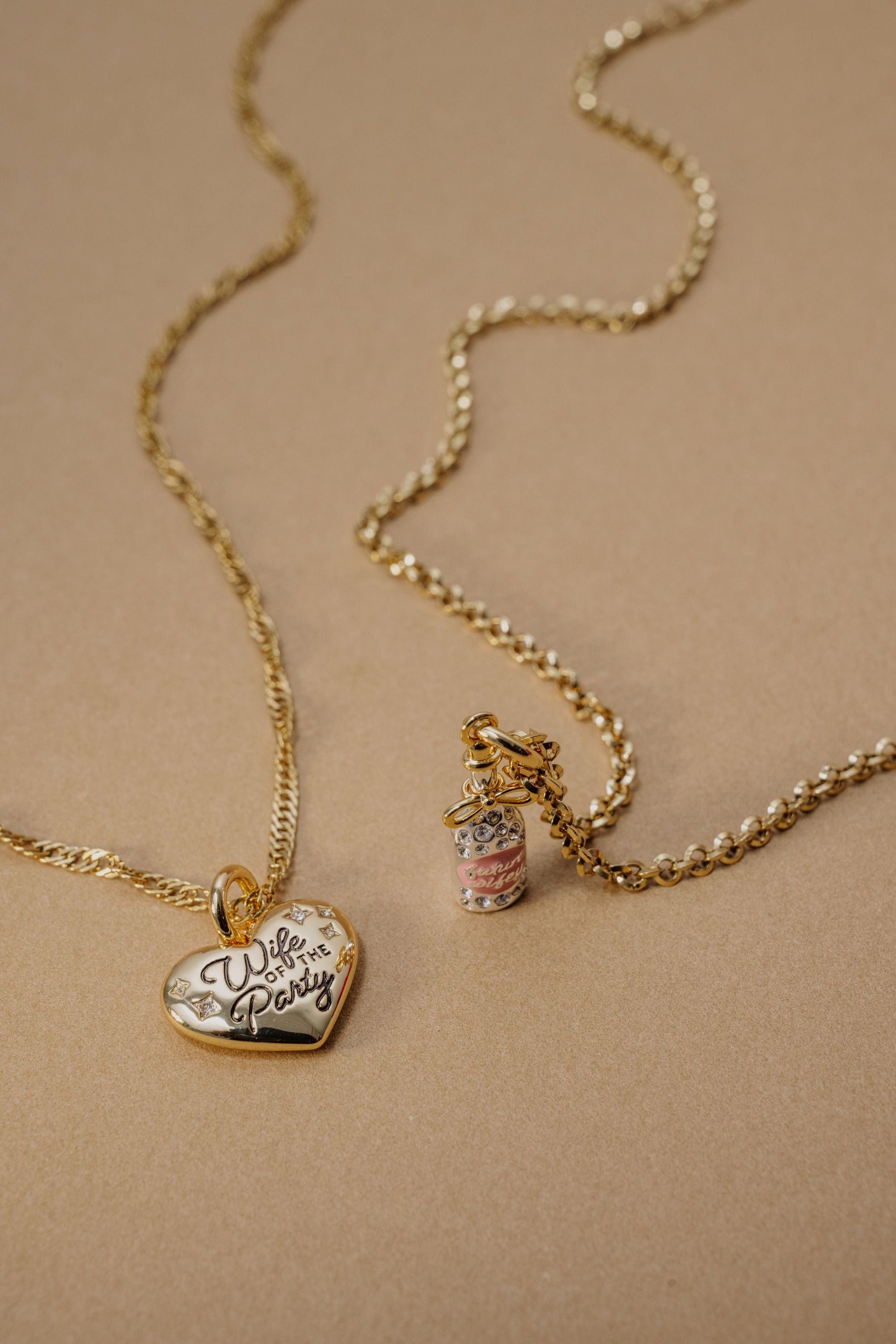 ‘Wife of the Party’ Heart Charm Gold