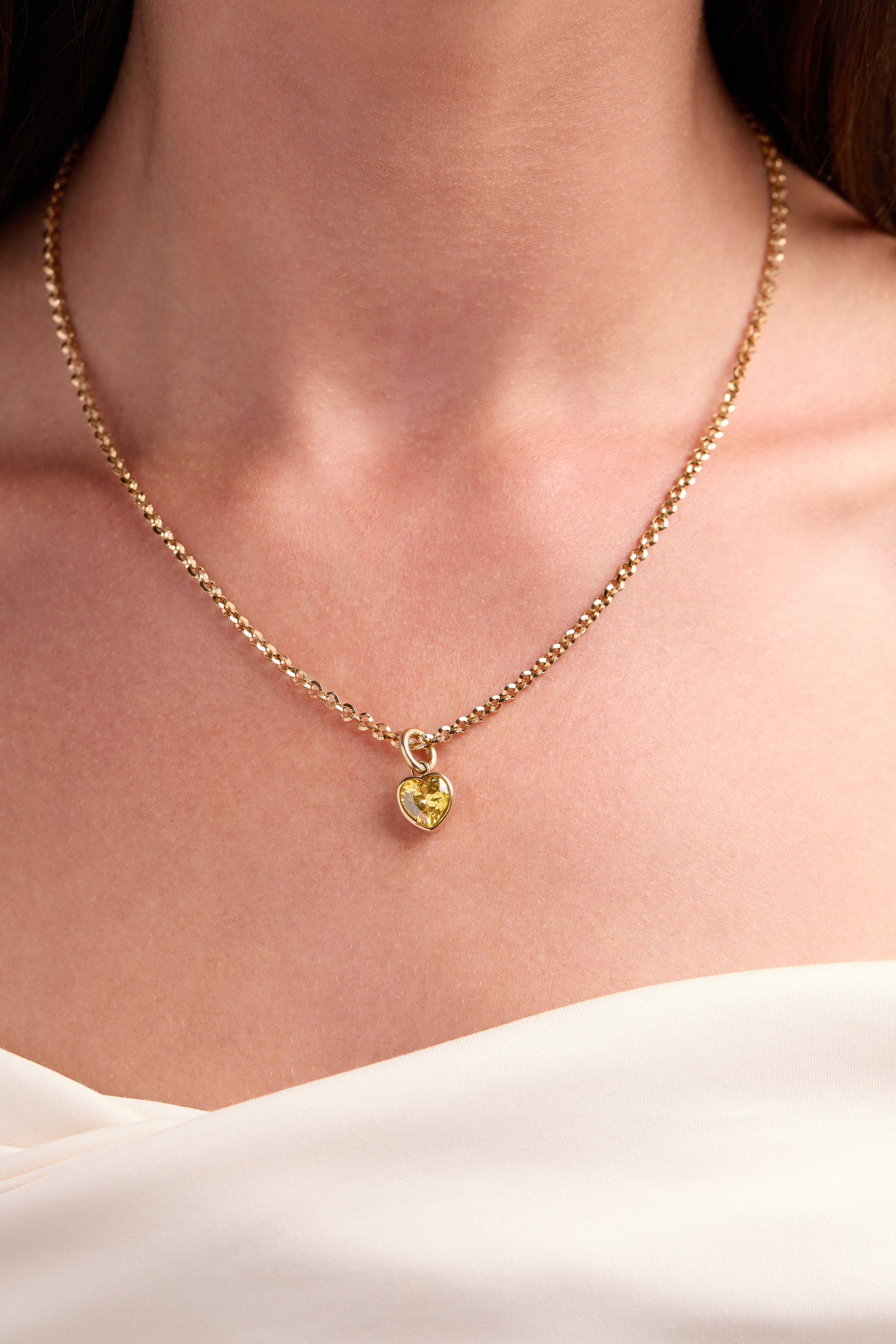 Balance' Heart Birthstone Charm-NOVEMBER Stainless Steel Gold