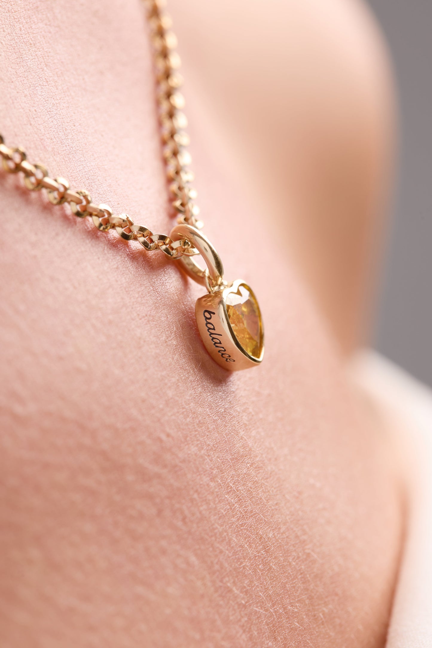 Balance' Heart Birthstone Charm-NOVEMBER Stainless Steel Gold