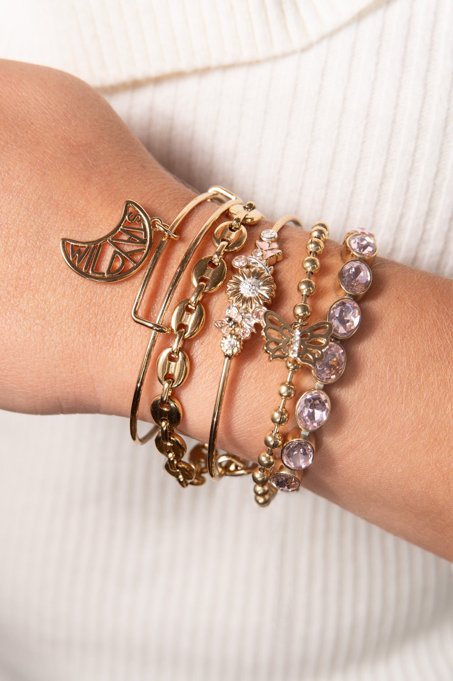 Floral Bangle Two Tone