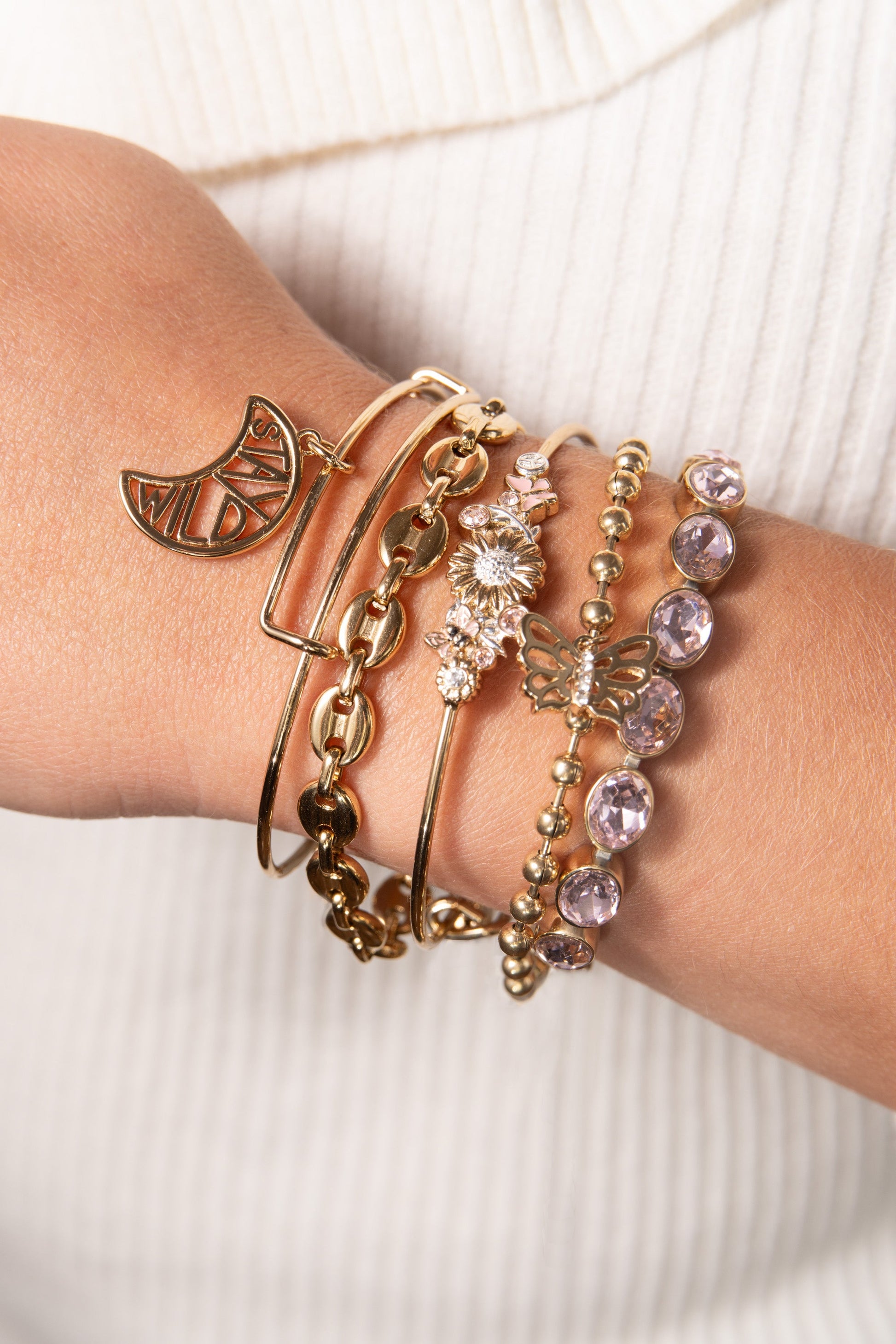Floral Bangle Two Tone