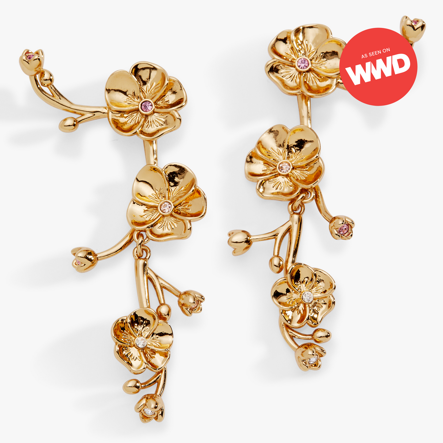 New York Botanical Garden Pansies Statement Earrings Gold