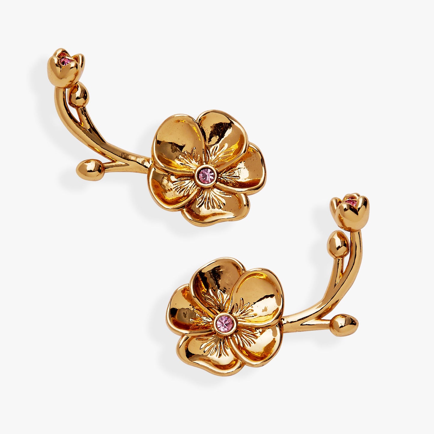 New York Botanical Garden Pansies Statement Earrings Gold