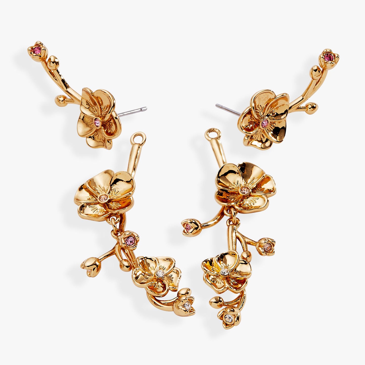 New York Botanical Garden Pansies Statement Earrings Gold