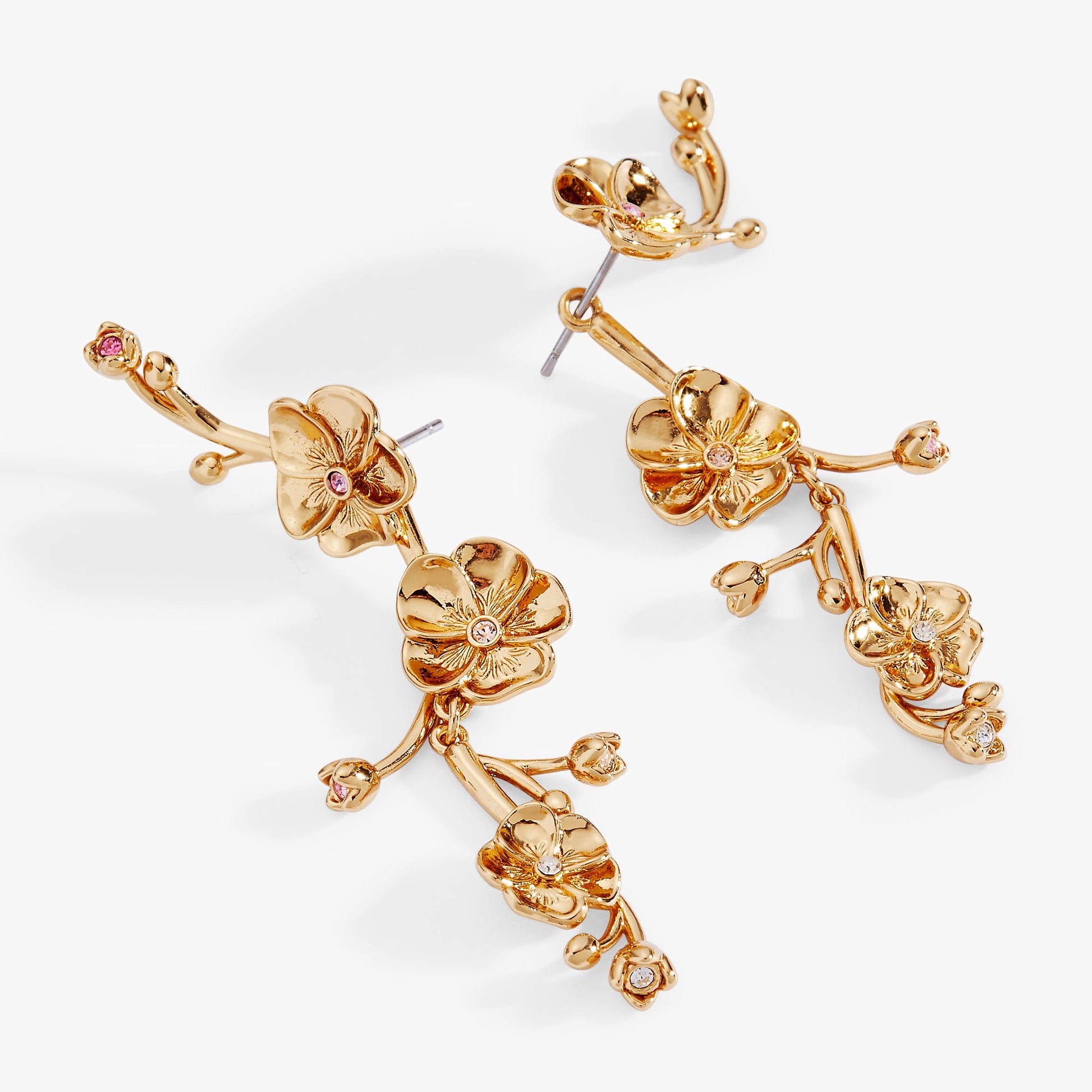 New York Botanical Garden Pansies Statement Earrings Gold