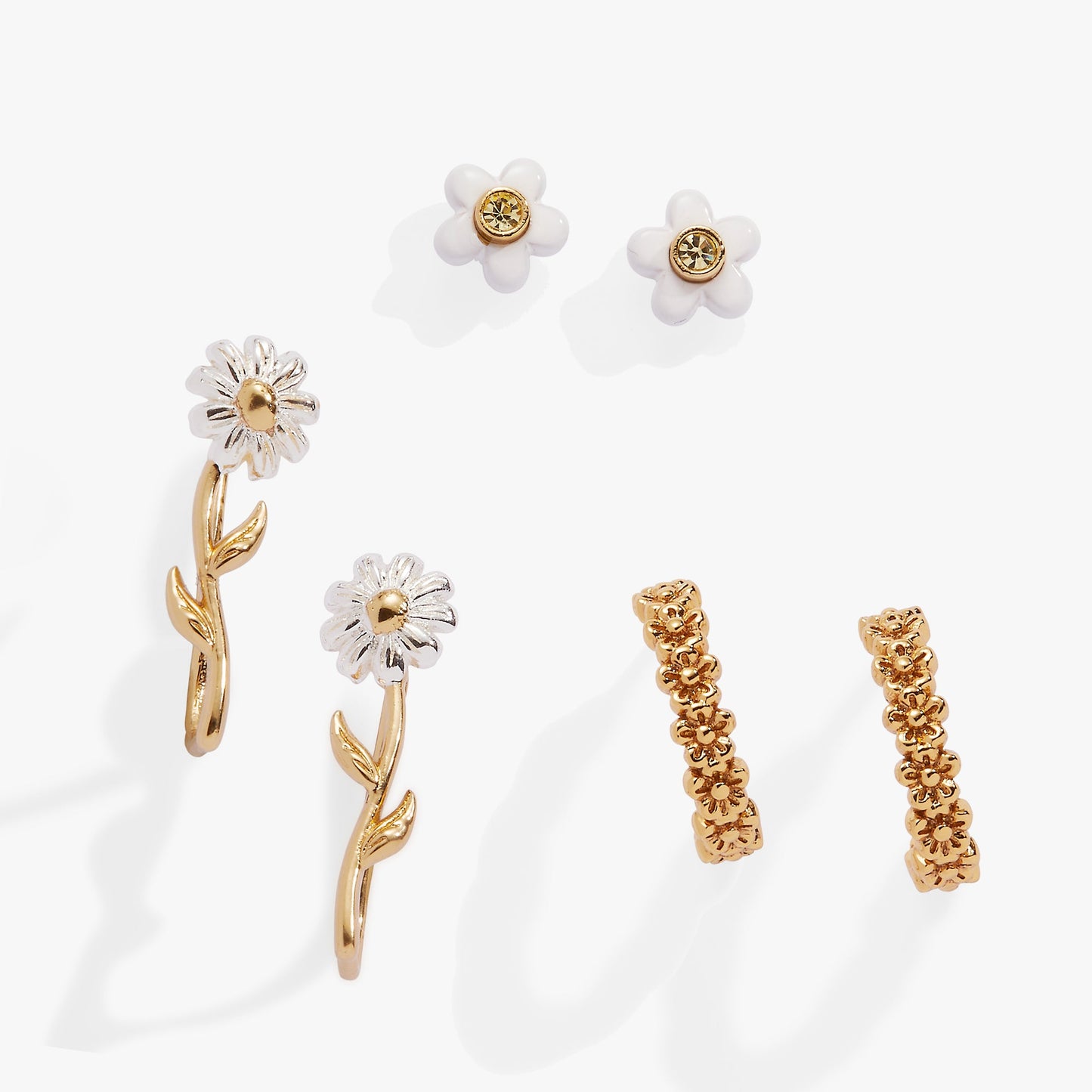 Daisy Earring Set of 3 Gold