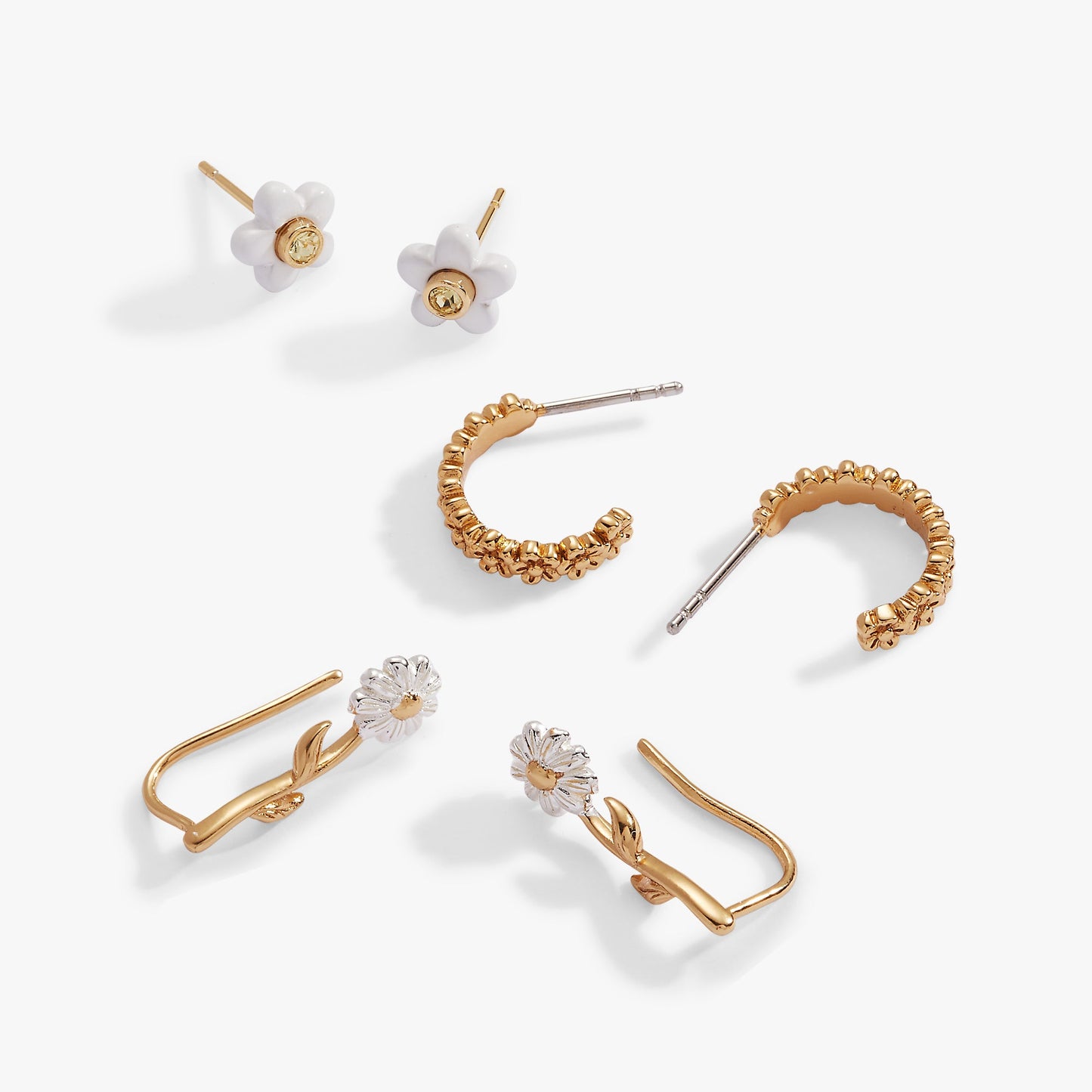 Daisy Earring Set of 3 Gold