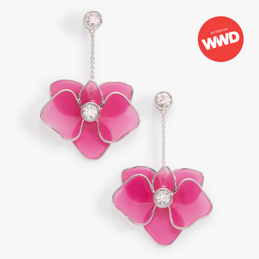 New York Botanical Garden Orchid Statement Earrings Silver