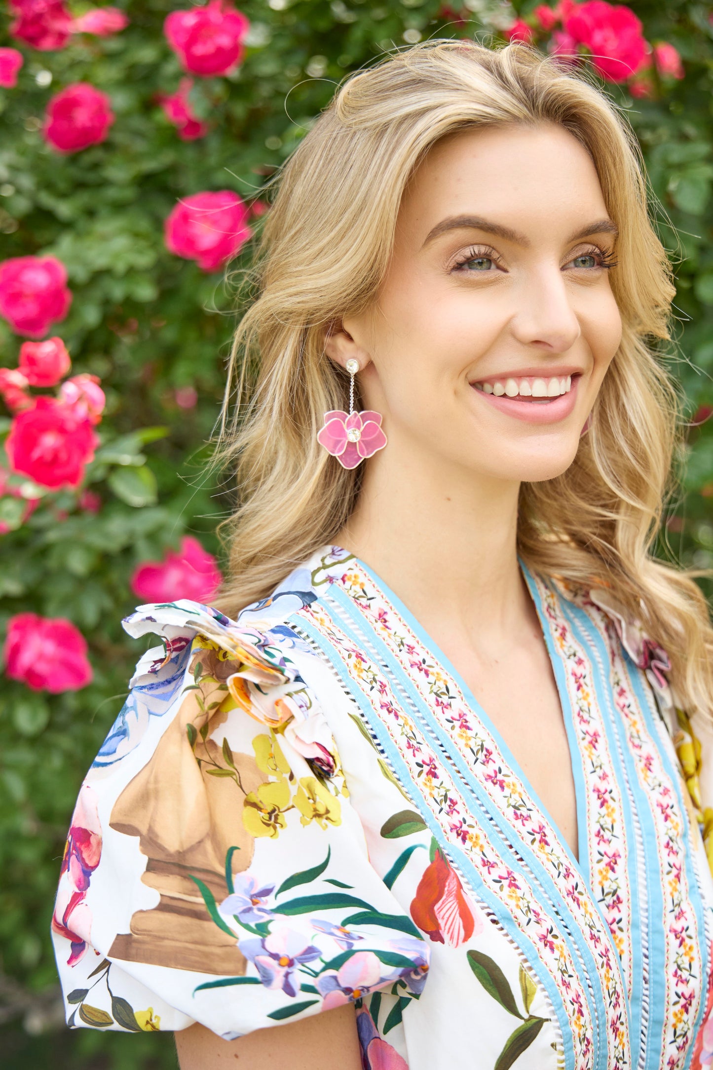 New York Botanical Garden Orchid Statement Earrings Silver