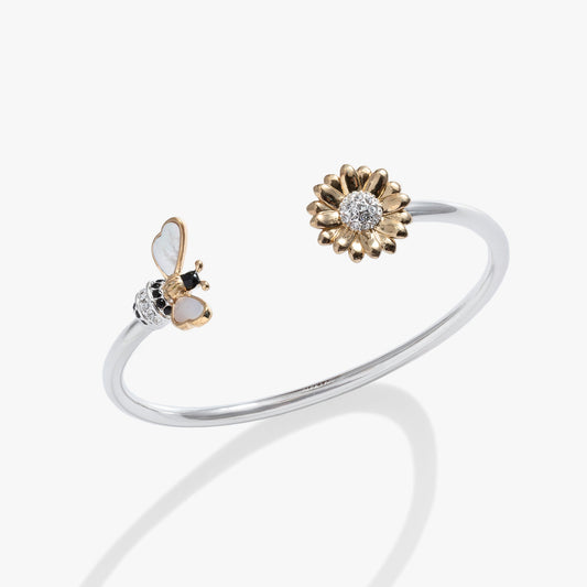 Sunflower & Bee Flex Cuff Alex and Ani Two Tone