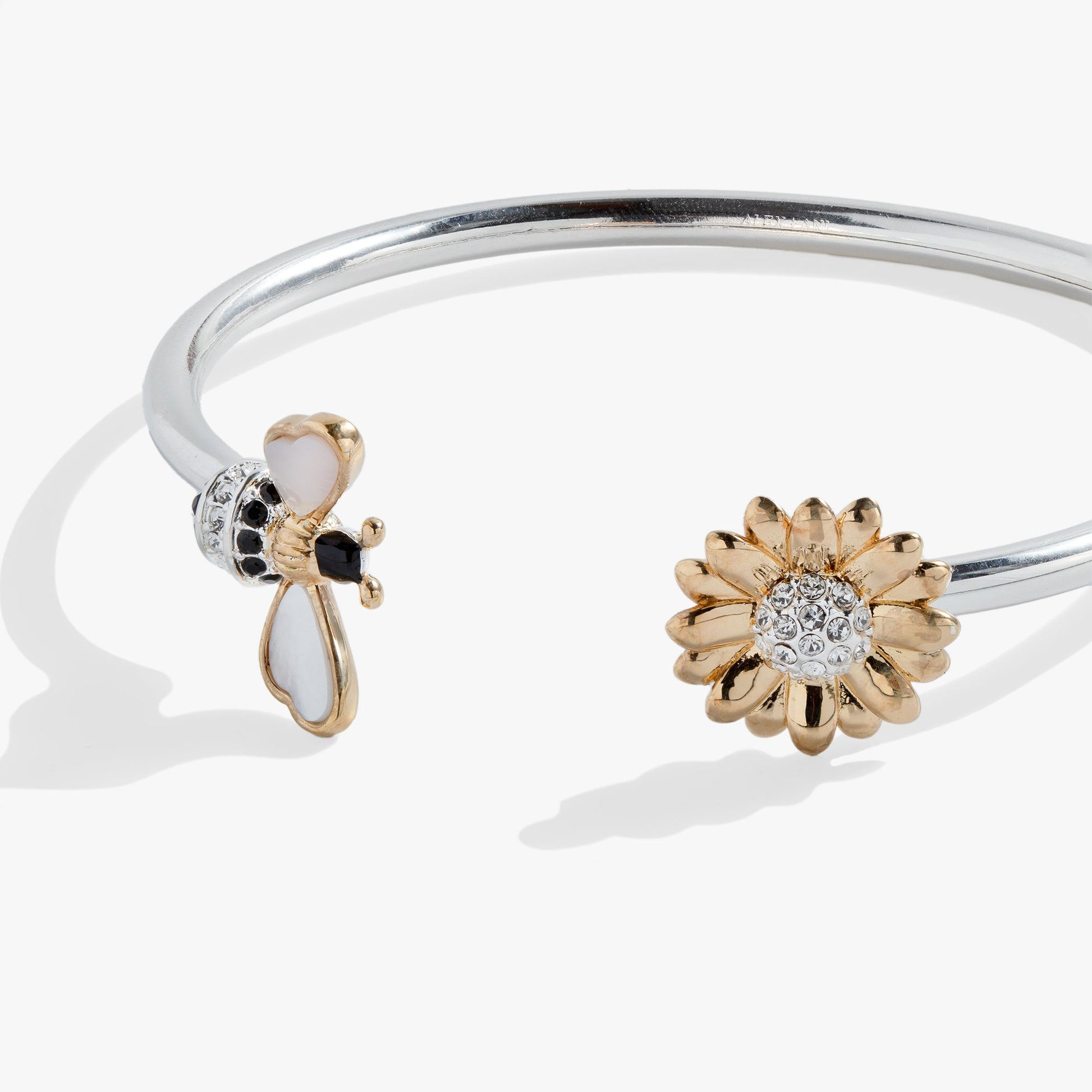 Sunflower & Bee Flex Cuff Alex and Ani Two Tone