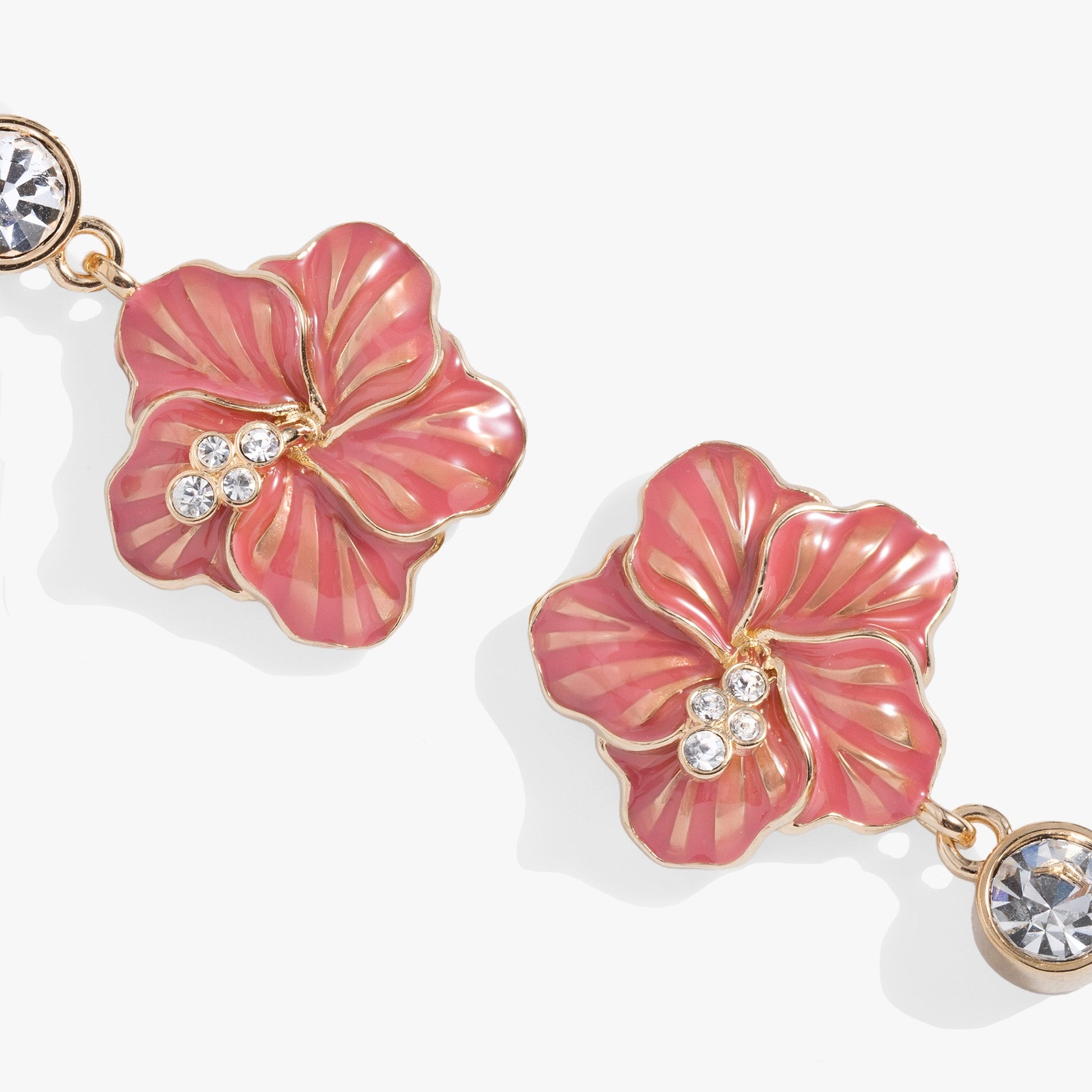 Hibiscus Drop Earrings Gold