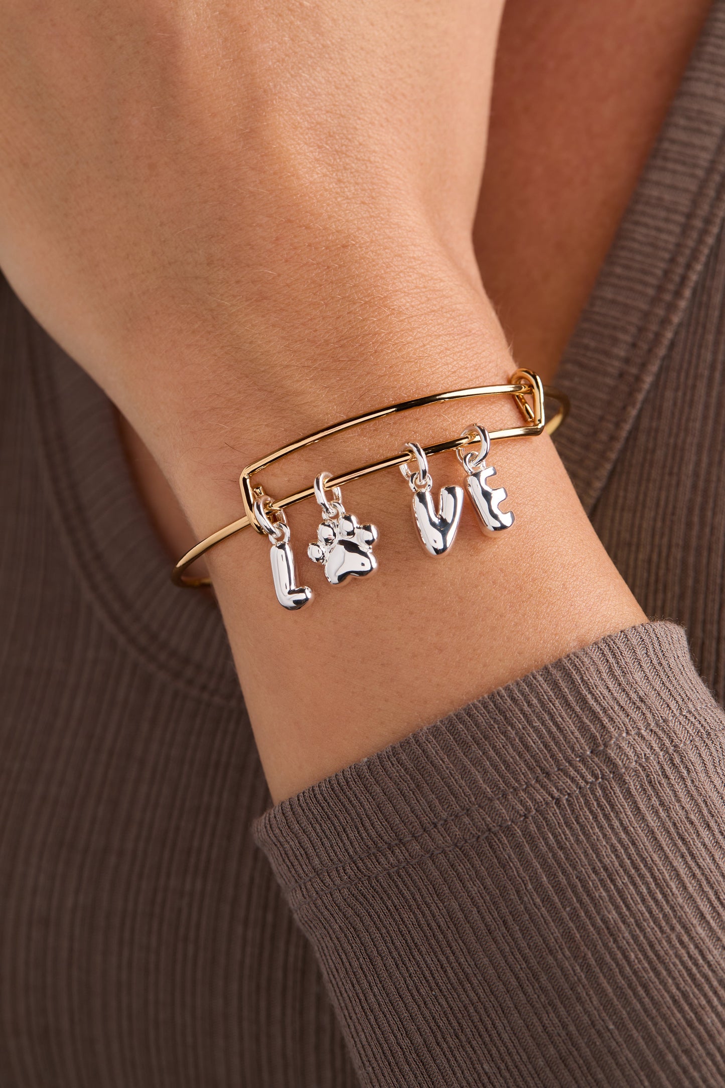 Pet Love Multi Charm Bangle Two Tone