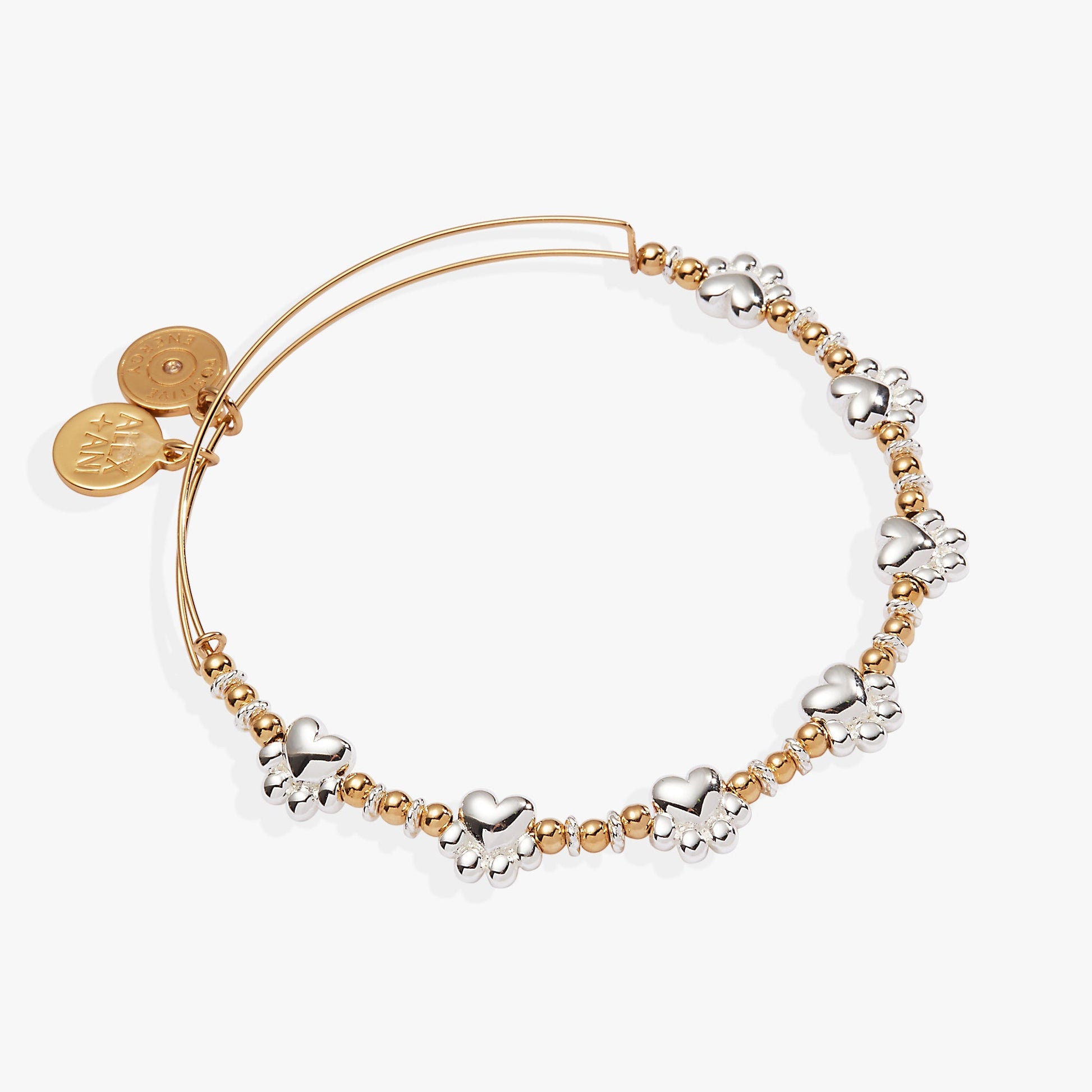 Paw Print Beaded Dog Bangle Two Tone