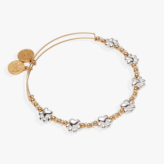 Paw Print Beaded Dog Bangle Two Tone