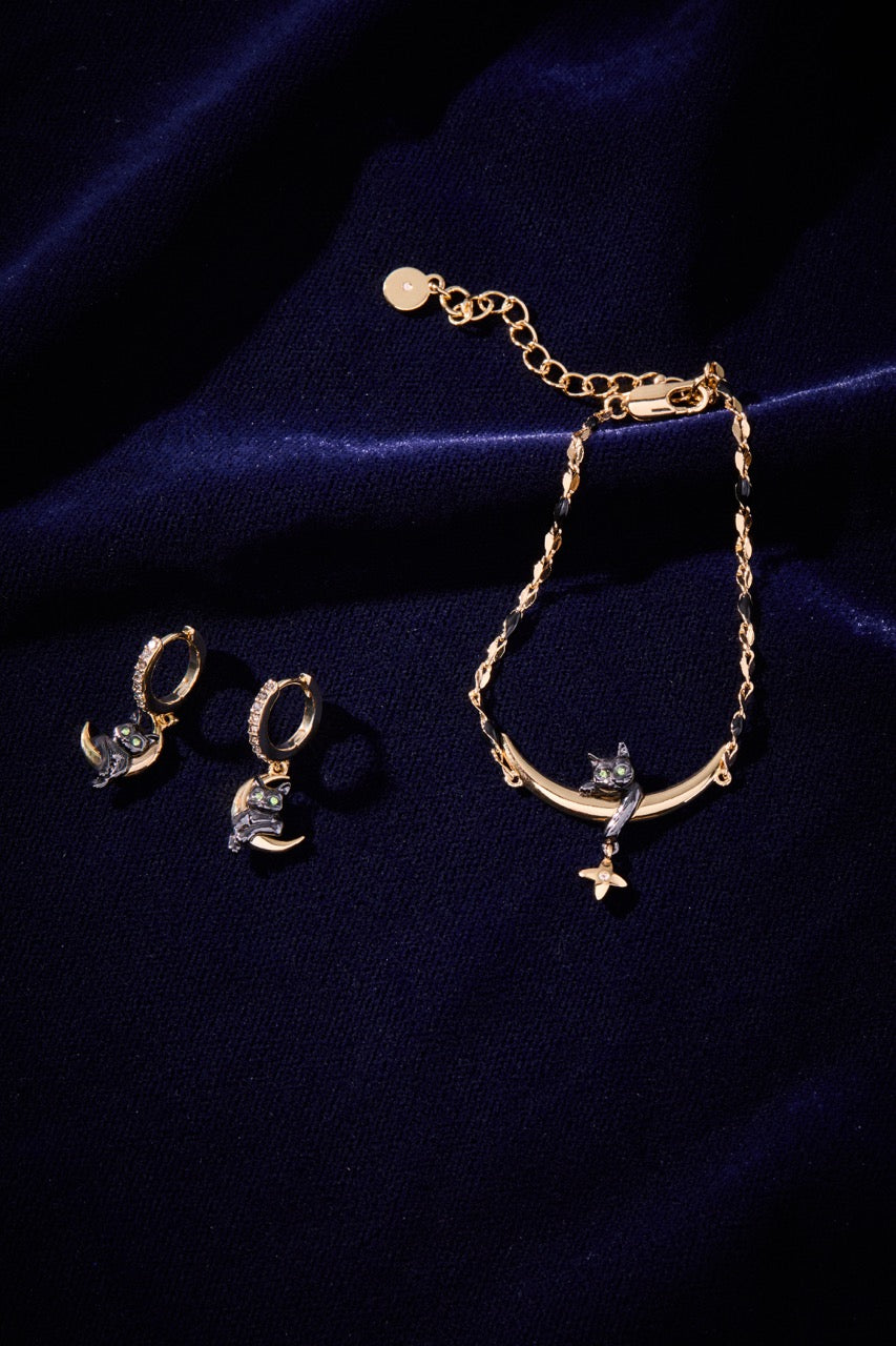 Celestial Cat Linear Bracelet Two Tone