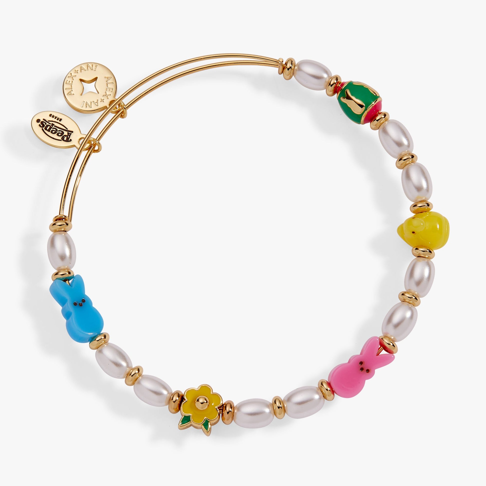 PEEPS® Chick and Bunny Beaded Bangle Gold