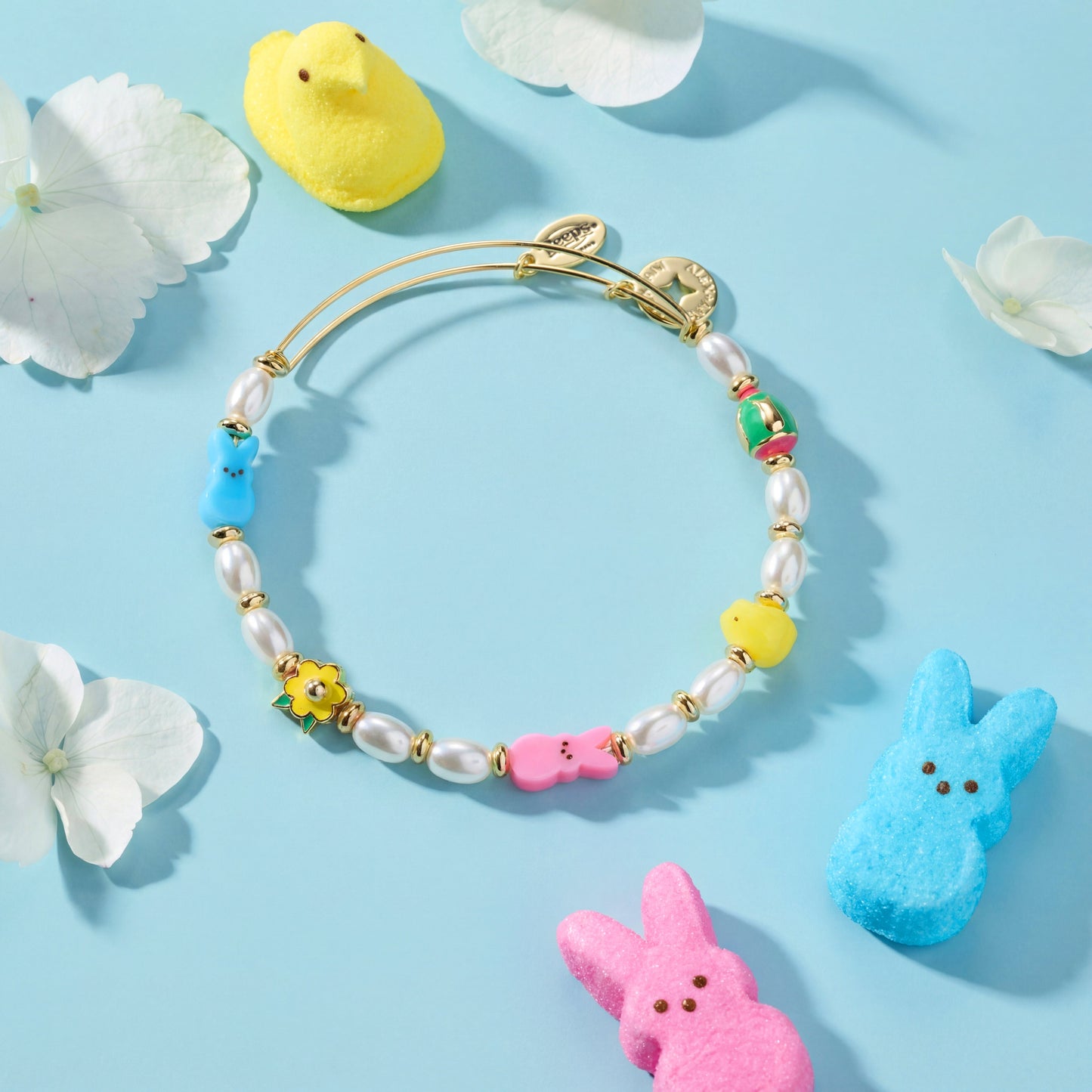 PEEPS® Chick and Bunny Beaded Bangle Gold