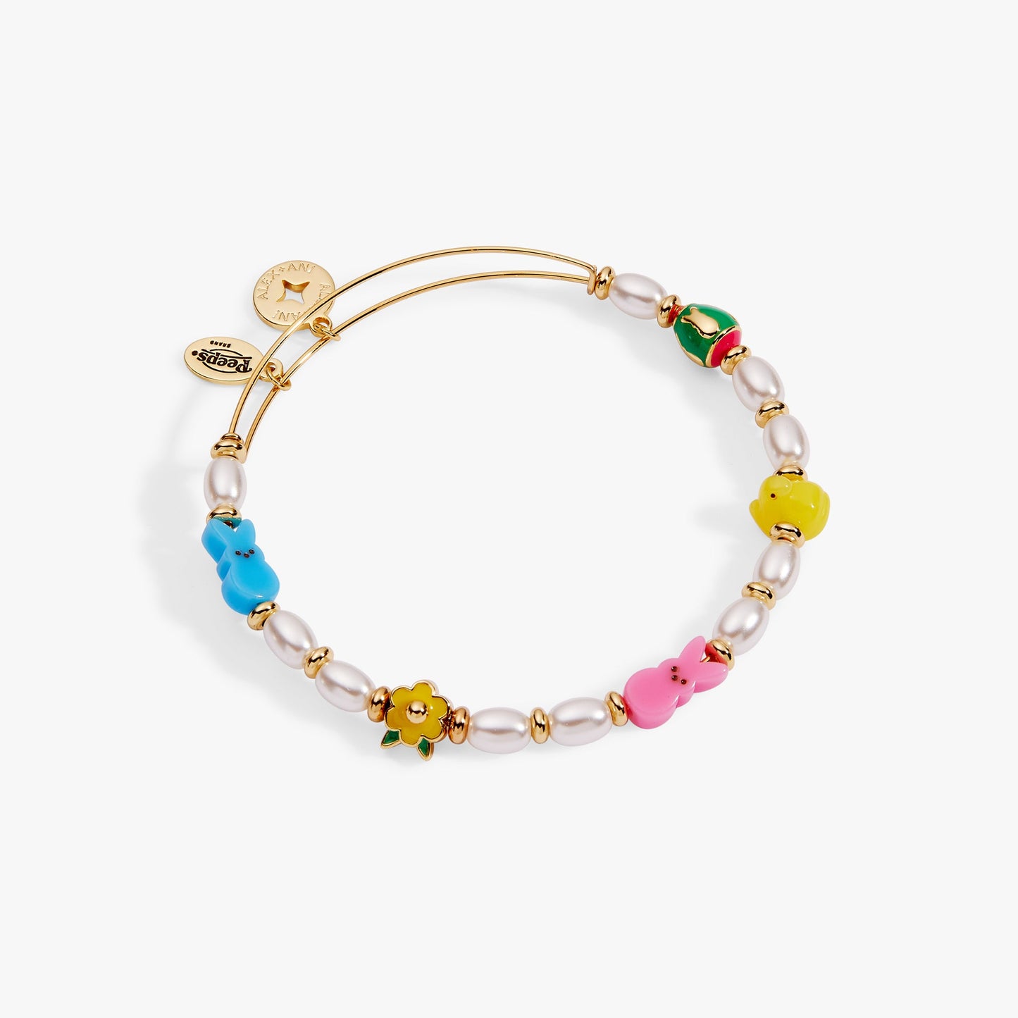 PEEPS® Chick and Bunny Beaded Bangle Gold