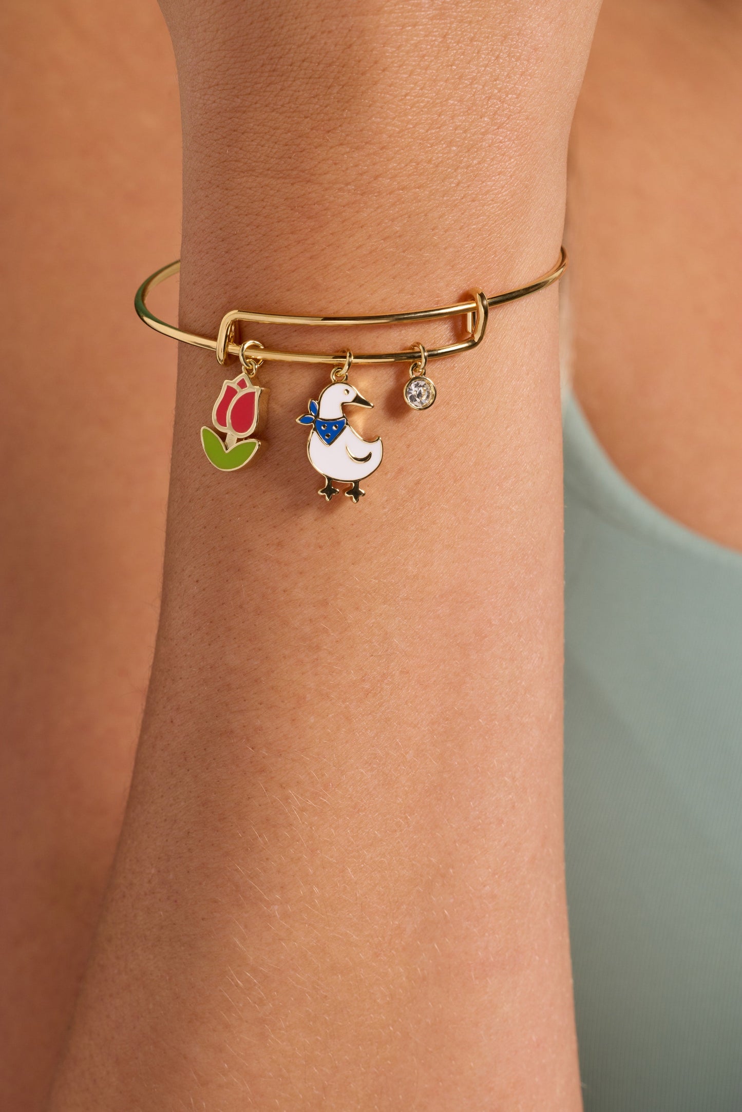 Garden Party Multi Charm Bangle Gold