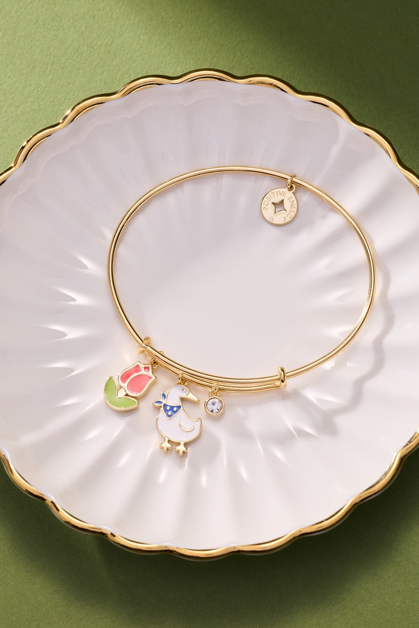 Garden Party Multi Charm Bangle Gold