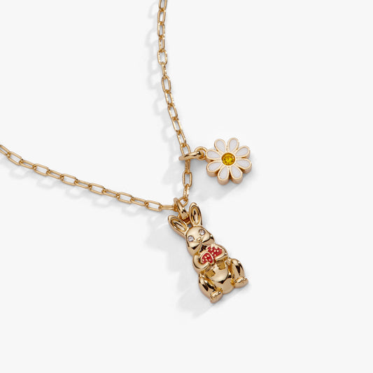 Bunny Charm Necklace Gold