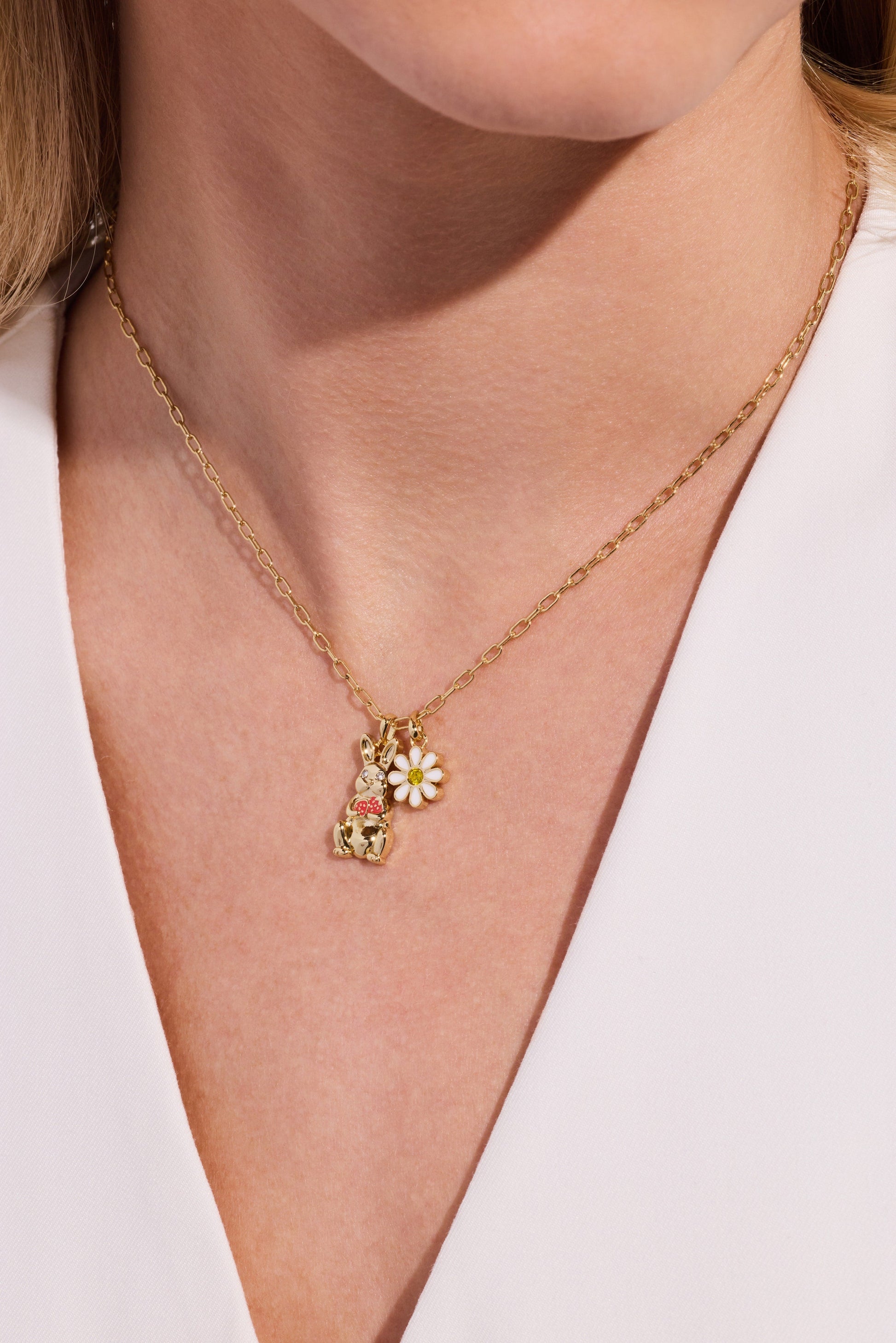 Bunny Charm Necklace Gold