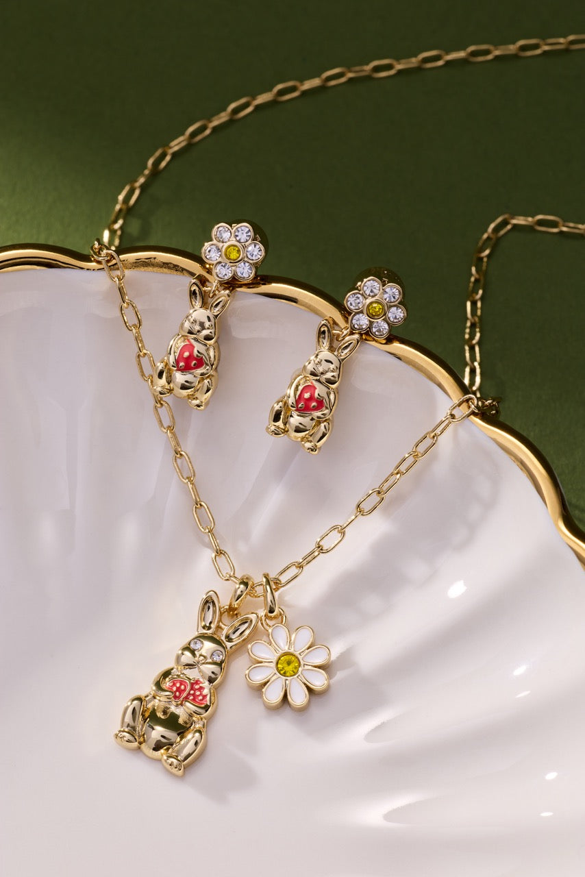 Bunny Charm Necklace Gold