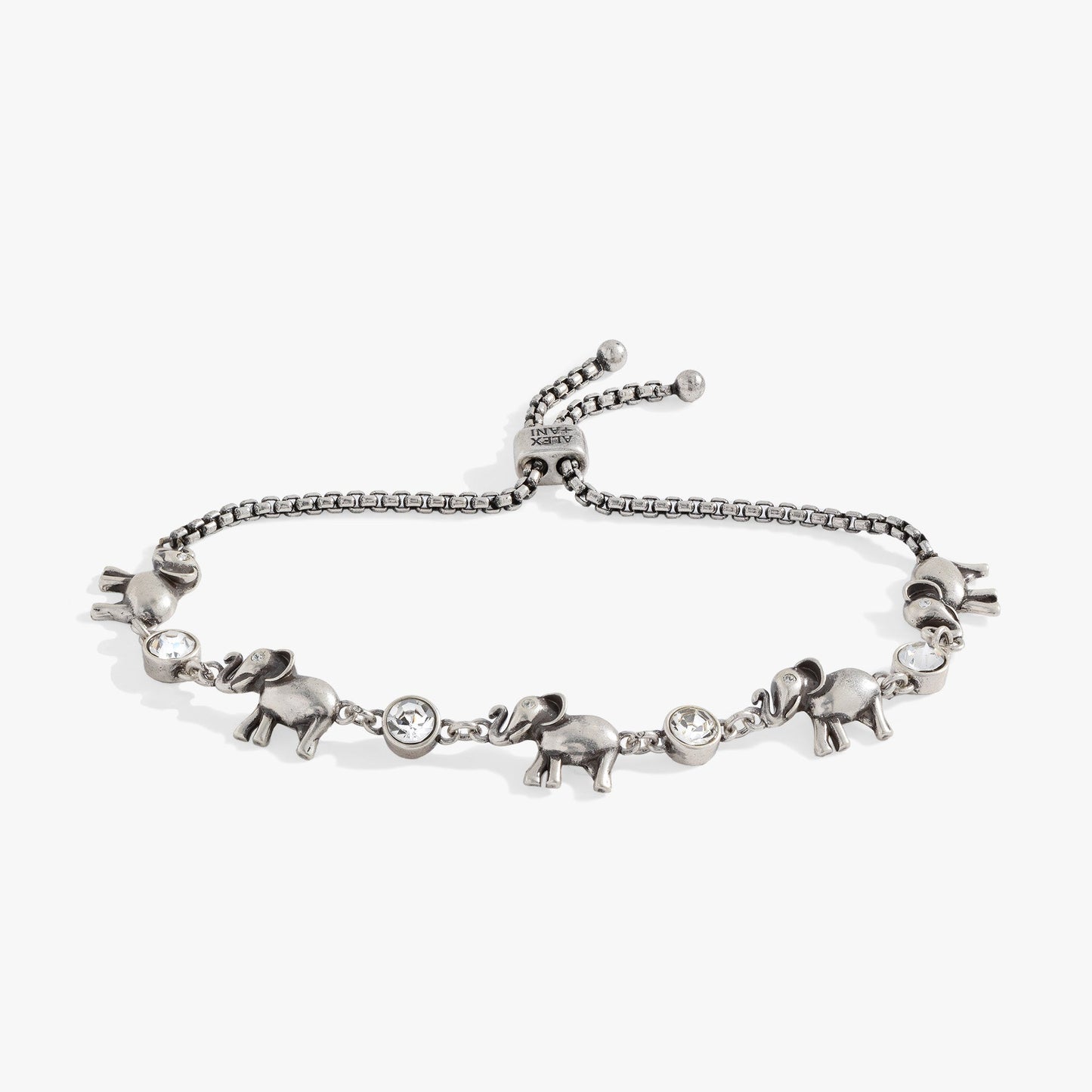 Elephant Crystal Bolo Bracelet Antique Gold