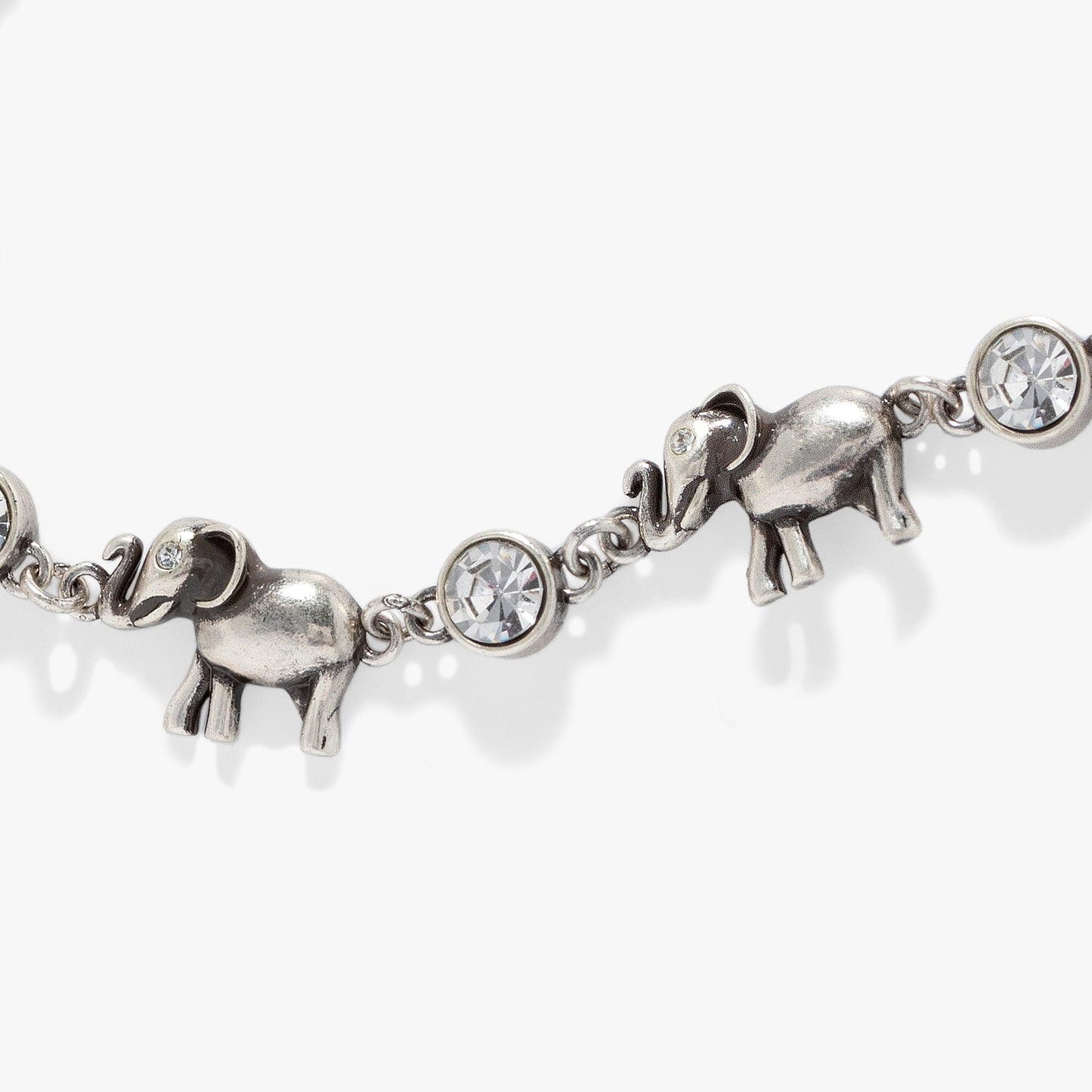 Elephant Crystal Bolo Bracelet Antique Gold
