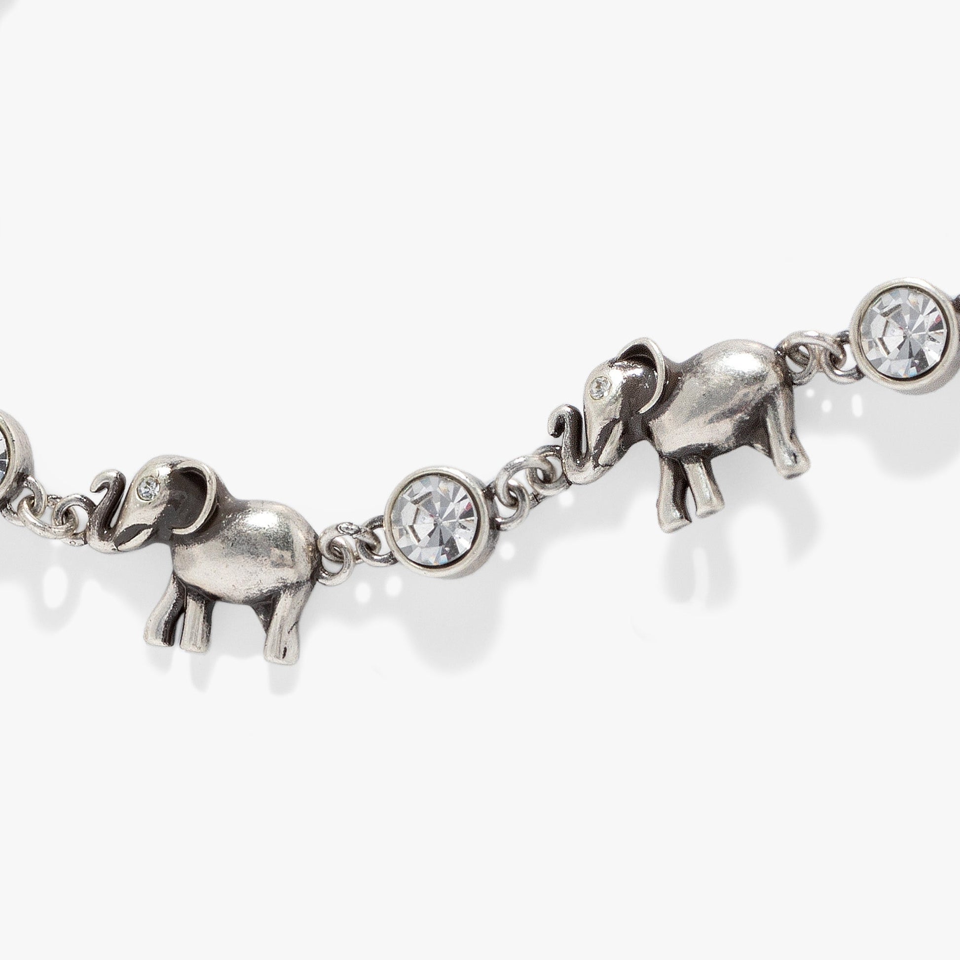 Elephant Crystal Bolo Bracelet Antique Gold