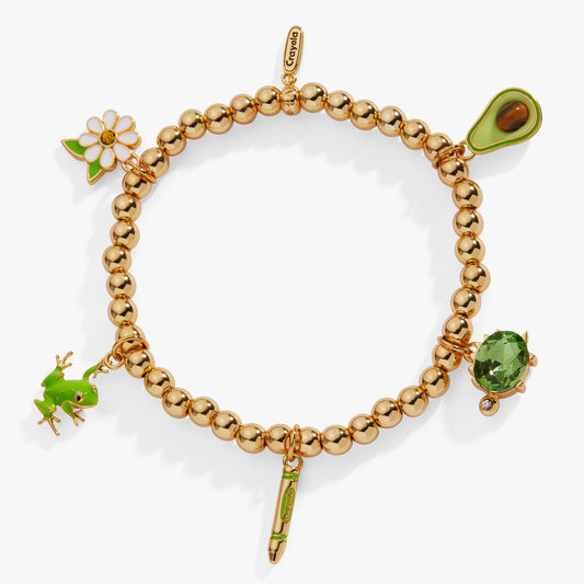 Crayola Forest Green Charm Stretch Bracelet Gold
