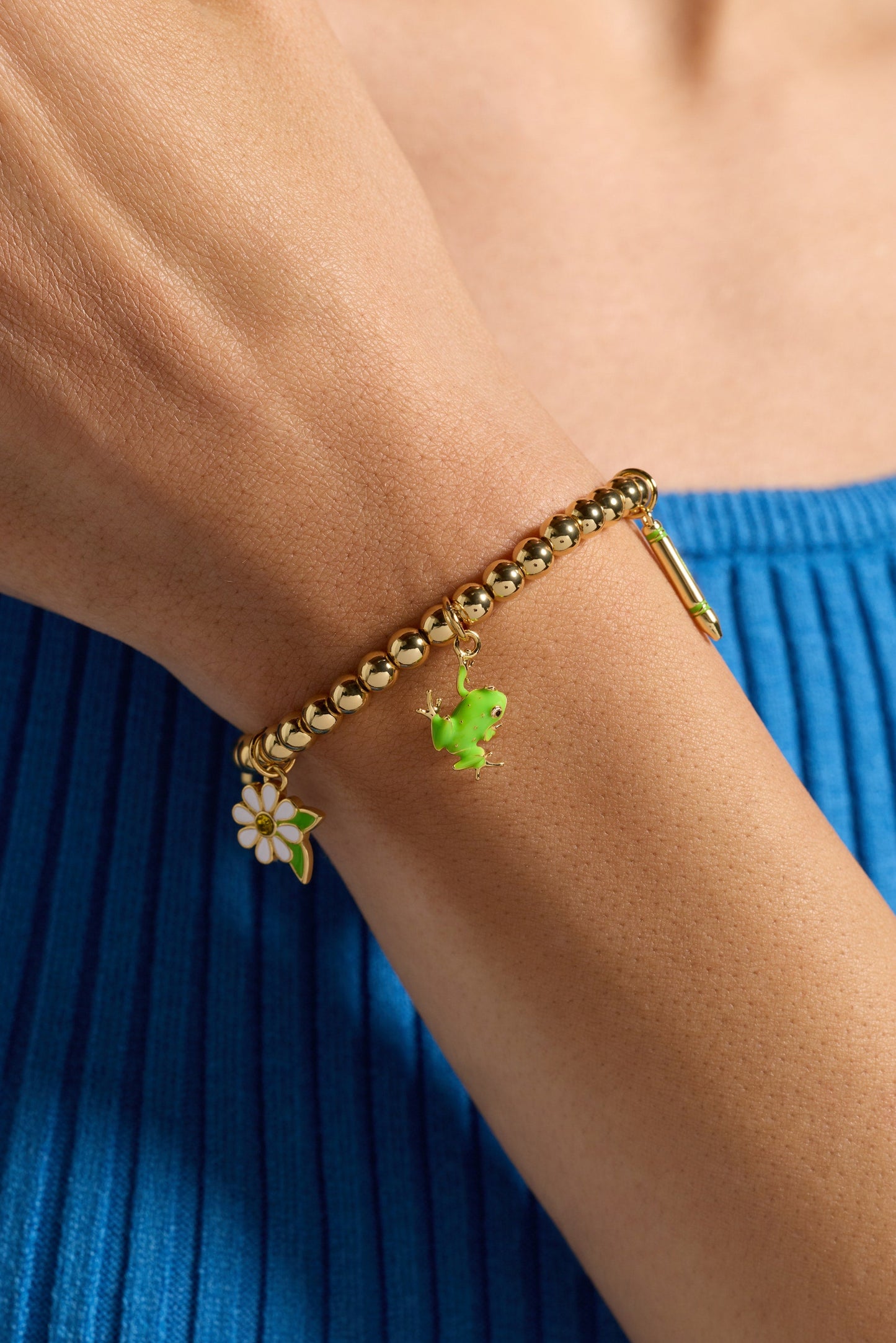 Crayola Forest Green Charm Stretch Bracelet Gold