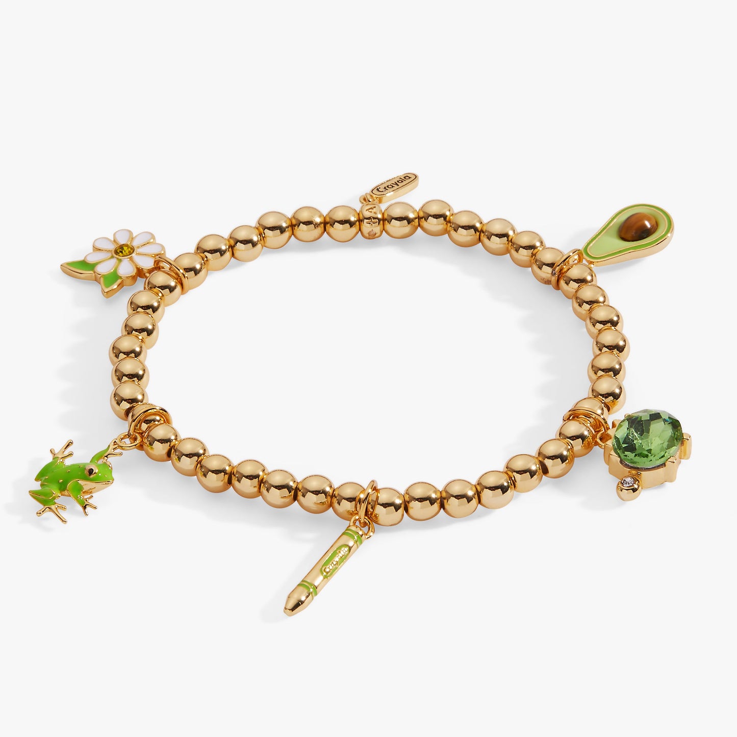 Crayola Forest Green Charm Stretch Bracelet Gold