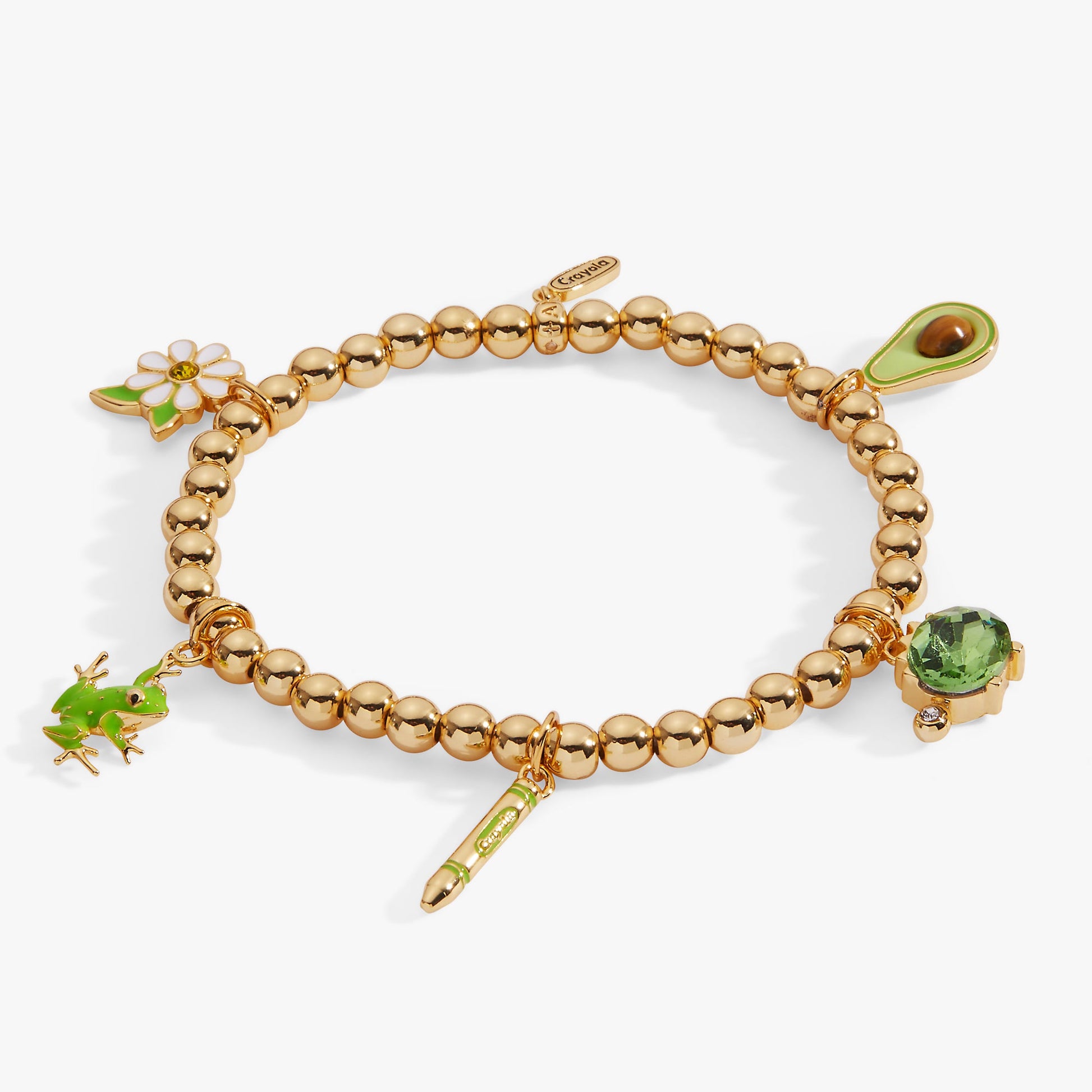 Crayola Forest Green Charm Stretch Bracelet Gold