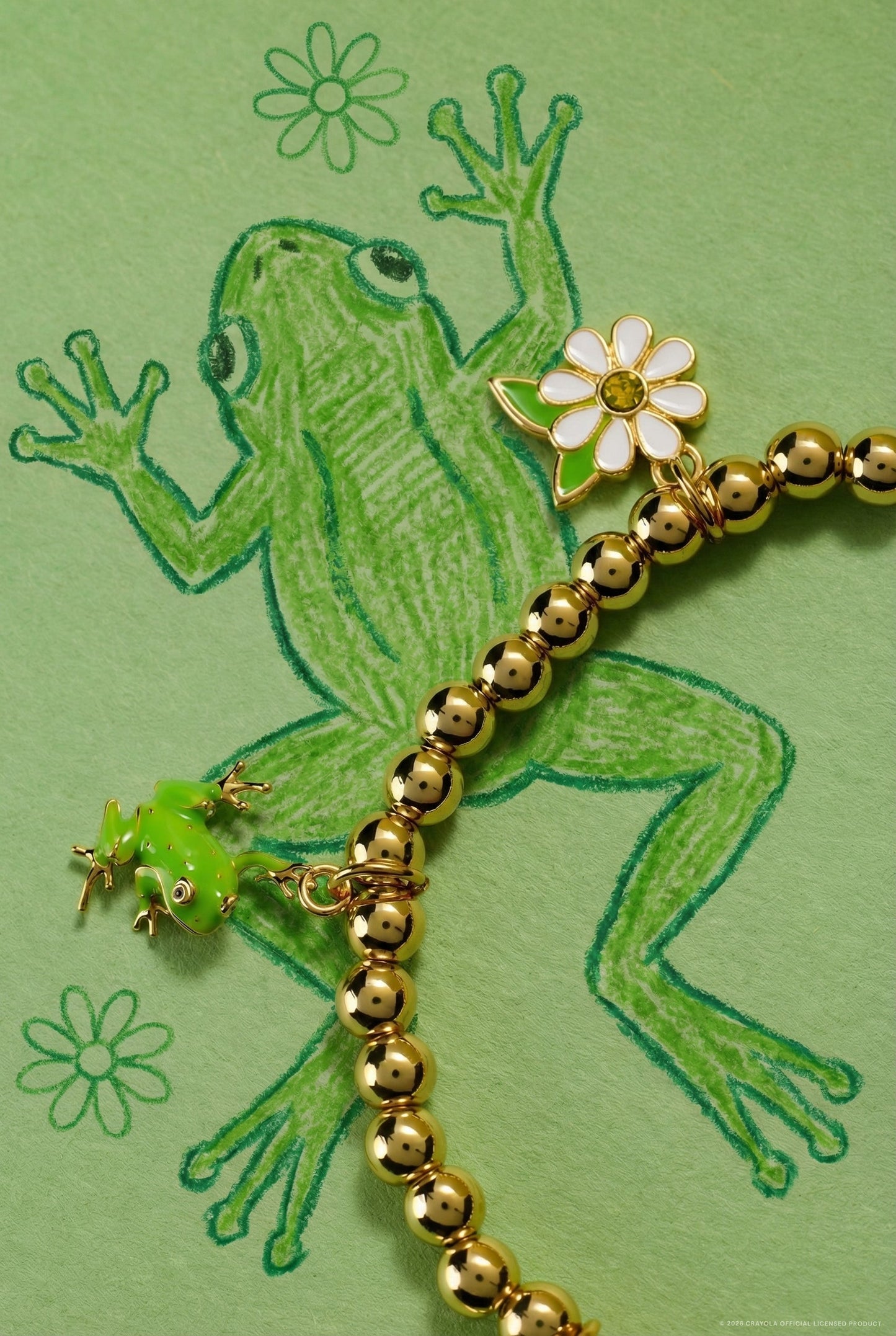 Crayola Forest Green Charm Stretch Bracelet Gold