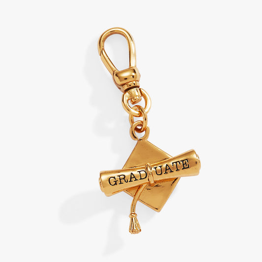 Graduation Cap Clip Charm Gold