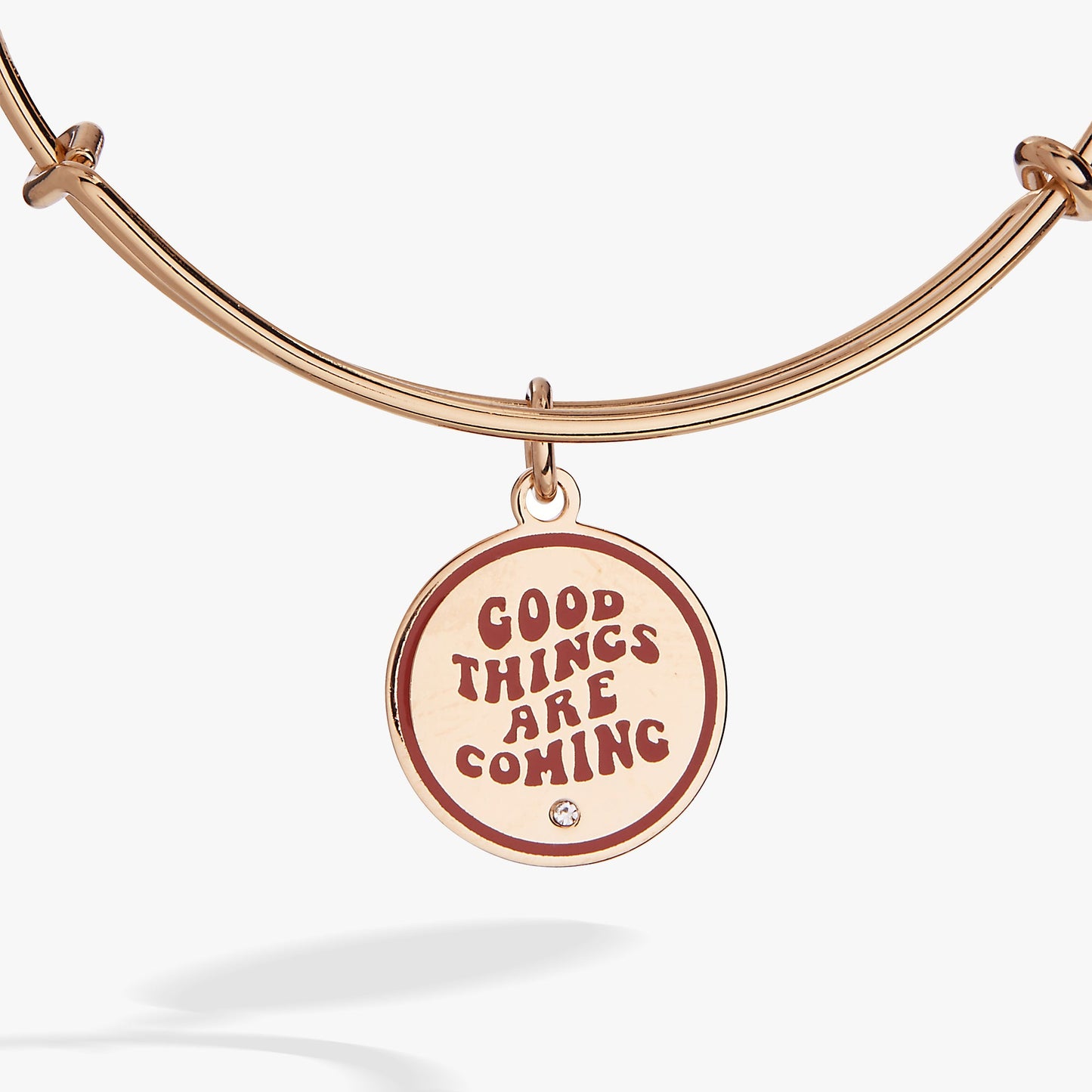 Good Things Are Coming' Mantra Charm Bangle
    
    
    
       Gold
