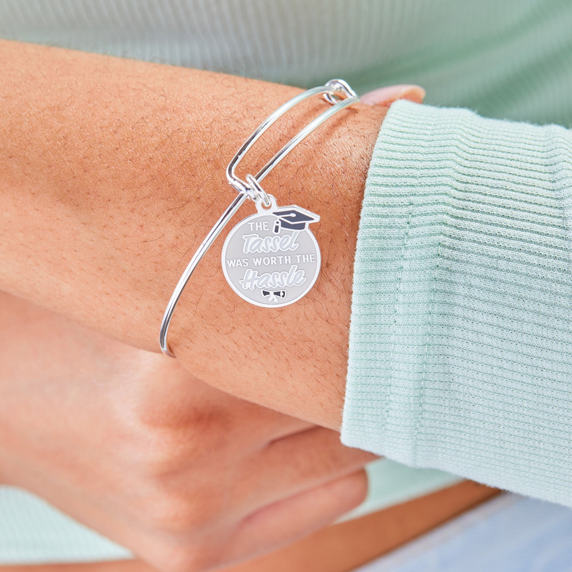 The Tassel was Worth the Hassle' Grad Charm Bangle
    
    
    
       Shiny Gold