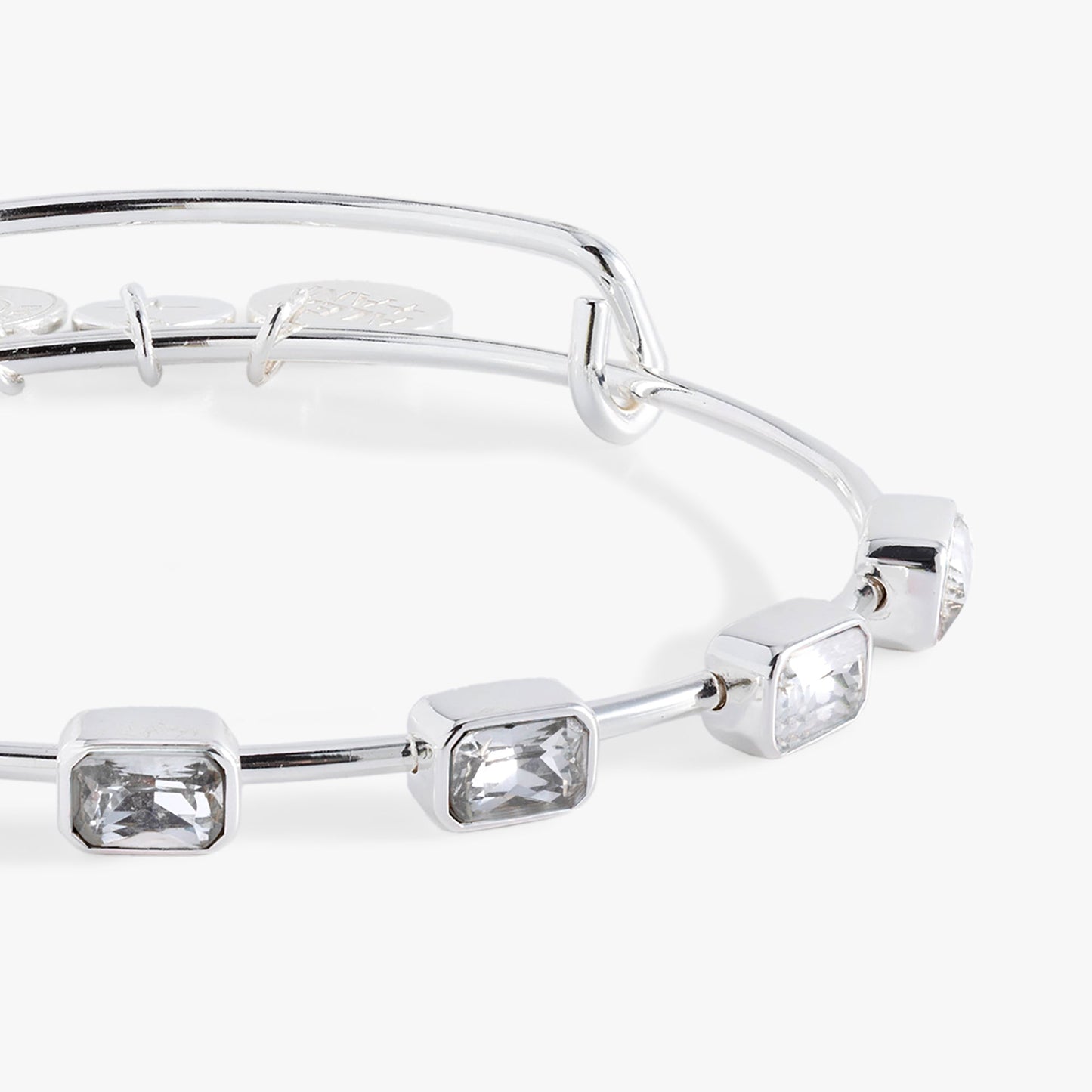 April Birthstone Emerald Cut Bangle Silver