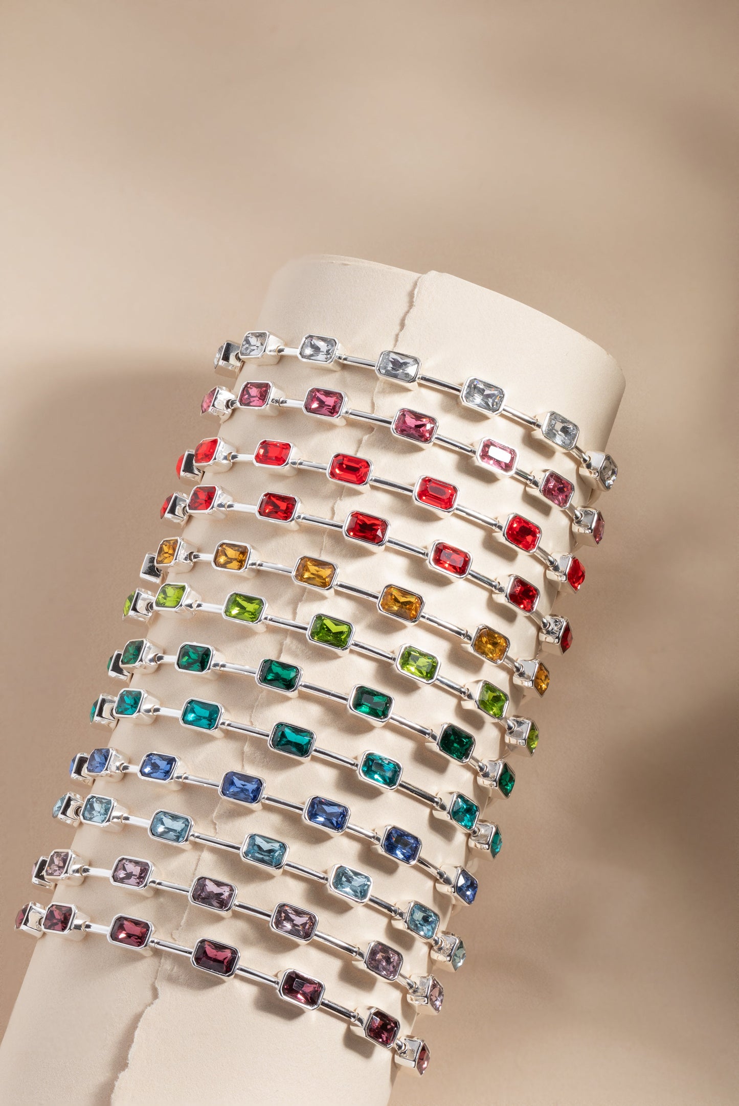 April Birthstone Emerald Cut Bangle Silver